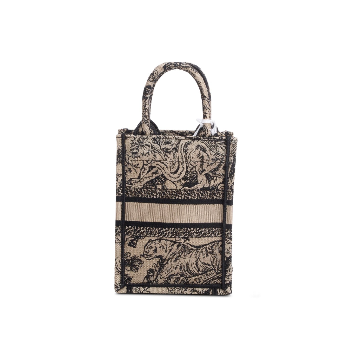 Christian Dior 2022 Black Canvas Toile de Jouy Embroidered Mini Book Tote