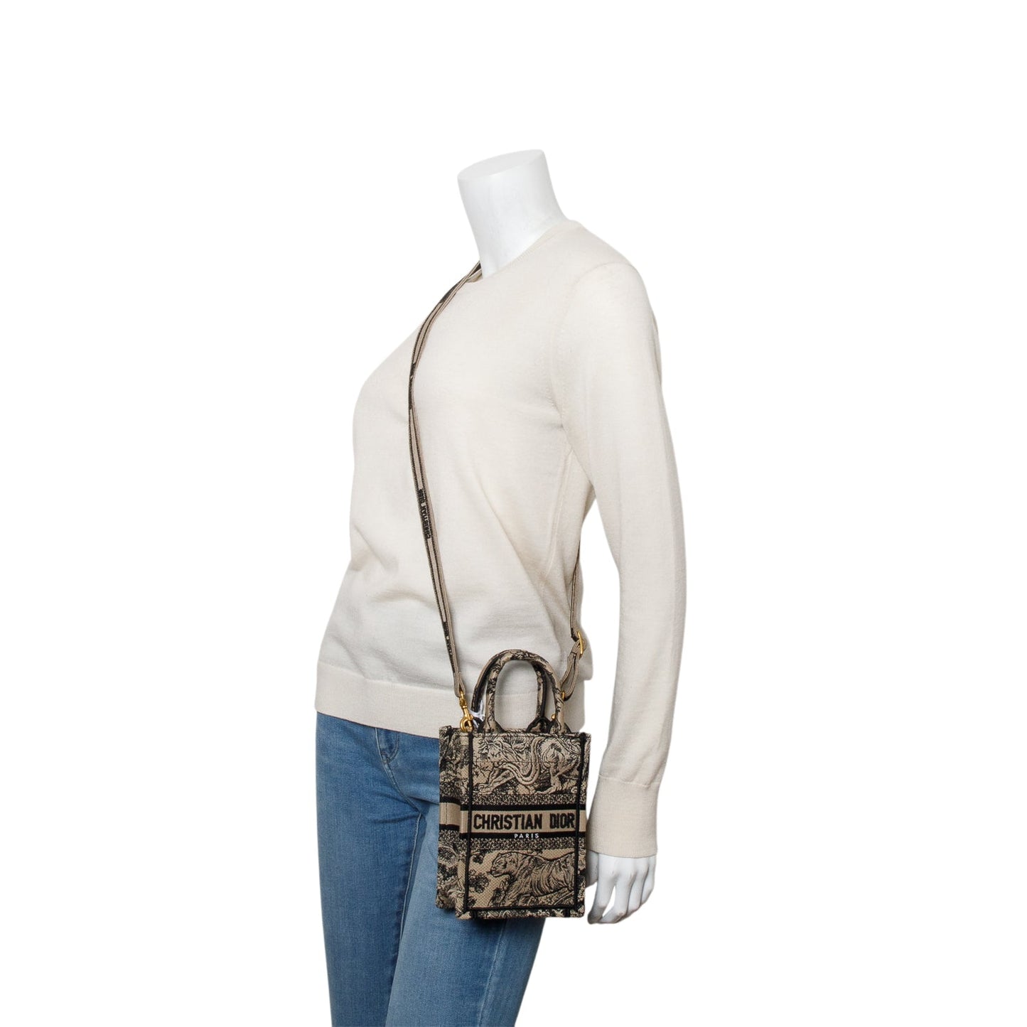 Christian Dior 2022 Black Canvas Toile de Jouy Embroidered Mini Book Tote