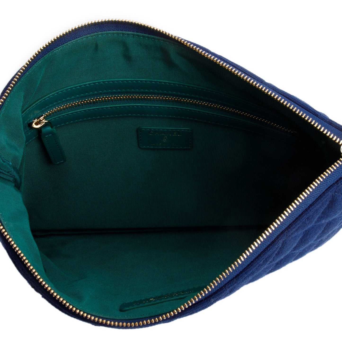 Chanel Blue Quilted Jersey O-Case Clutch