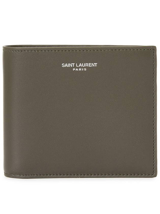 Luxury Saint Laurent Trending 2025 East West Leather Half Wallet Light Musk