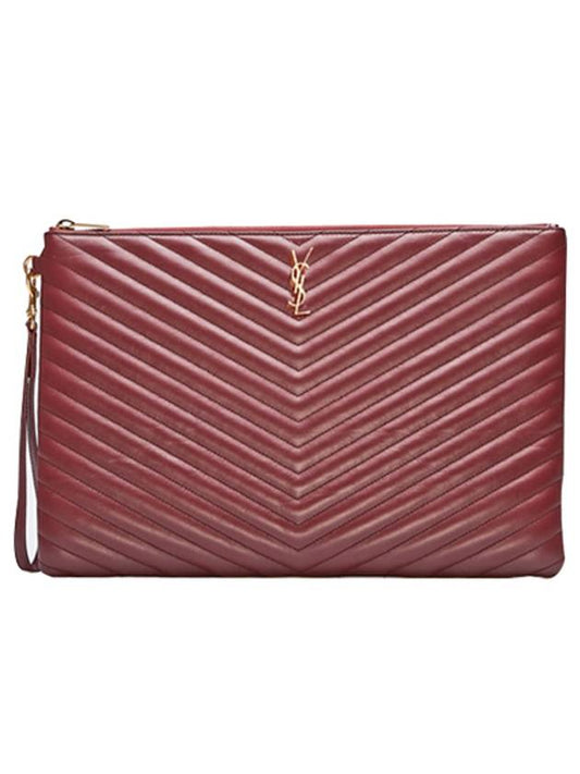 Luxury Saint Laurent Trending 2025 Matelasse Leather Document Holder Wine