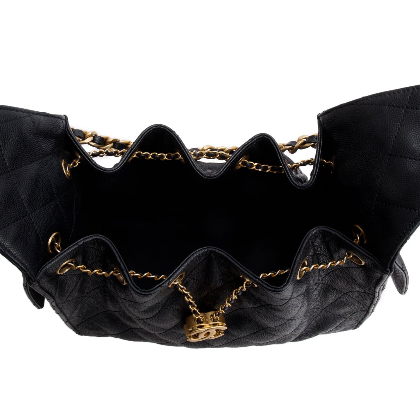 Chanel 2025 Black Caviar Leather 25 Small Bucket Bag