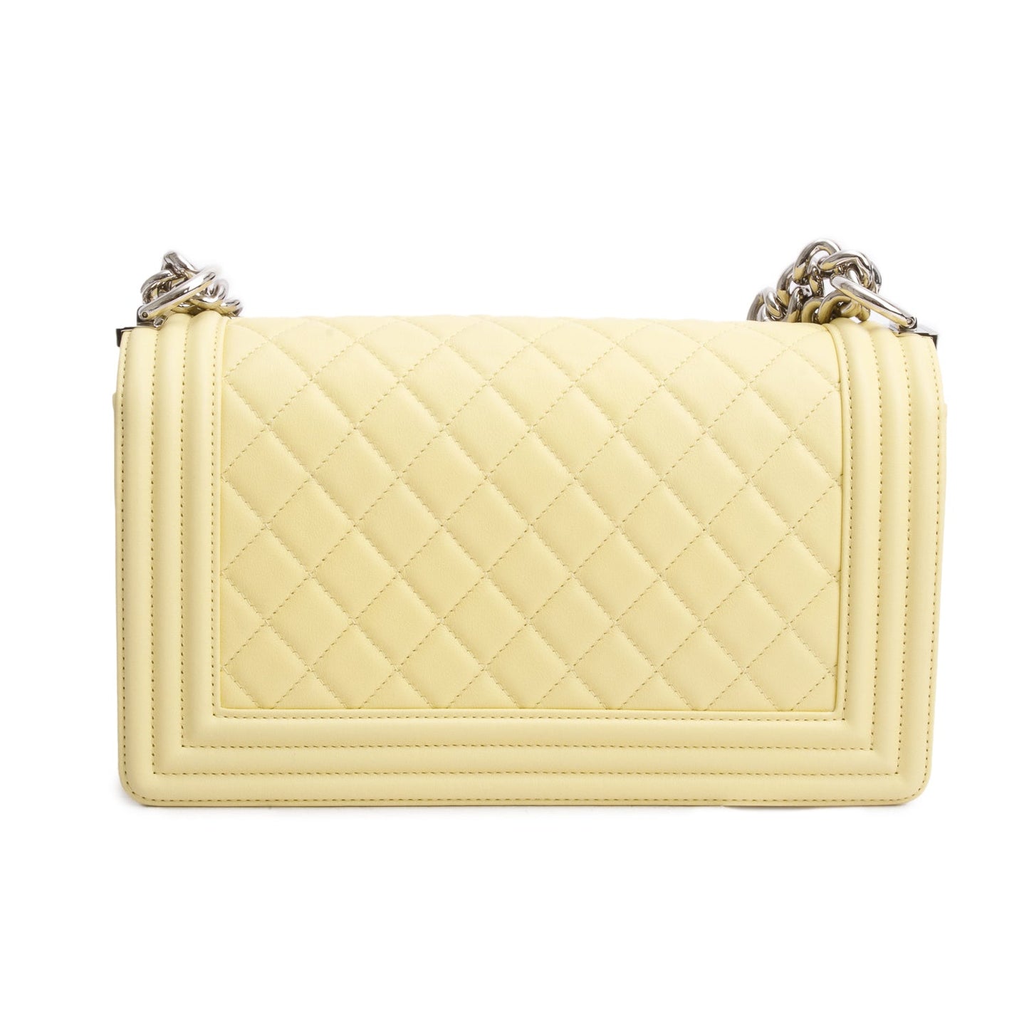 Chanel Yellow Quilted Lambskin Leather Medium Boy Bag