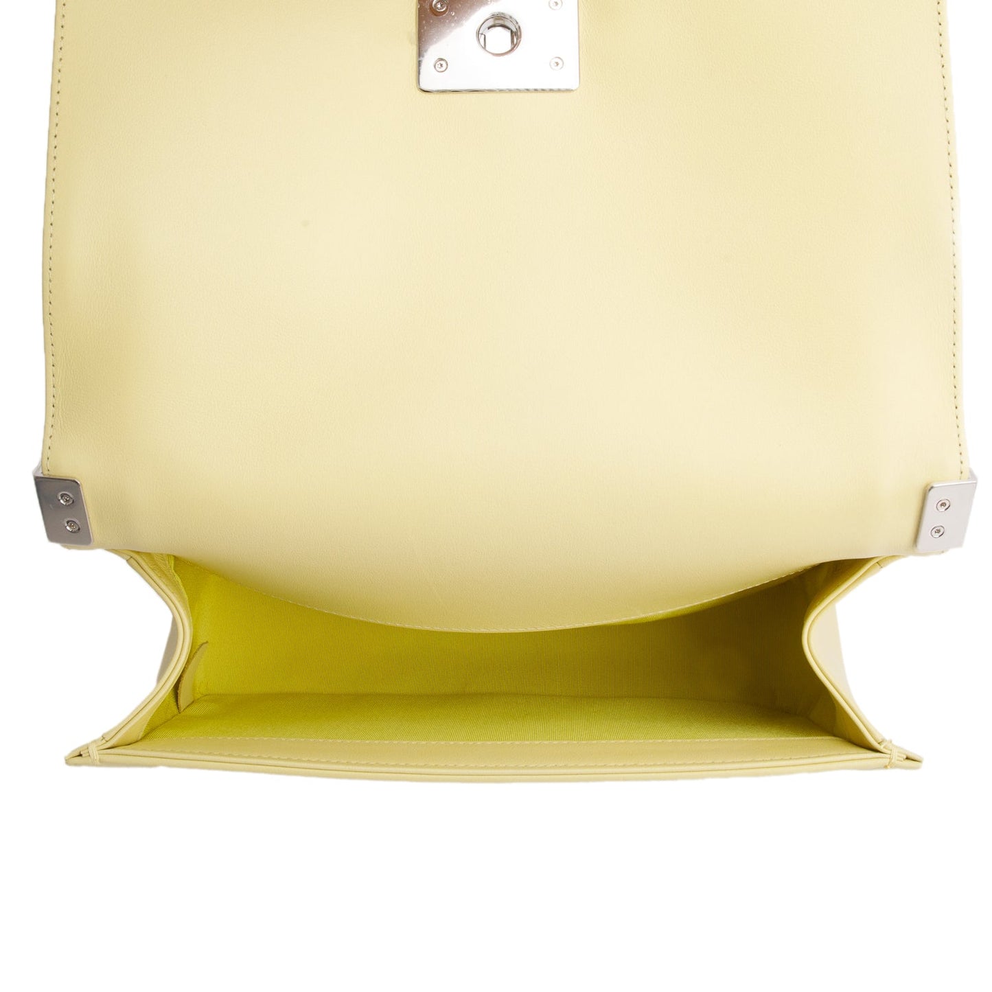 Chanel Yellow Quilted Lambskin Leather Medium Boy Bag