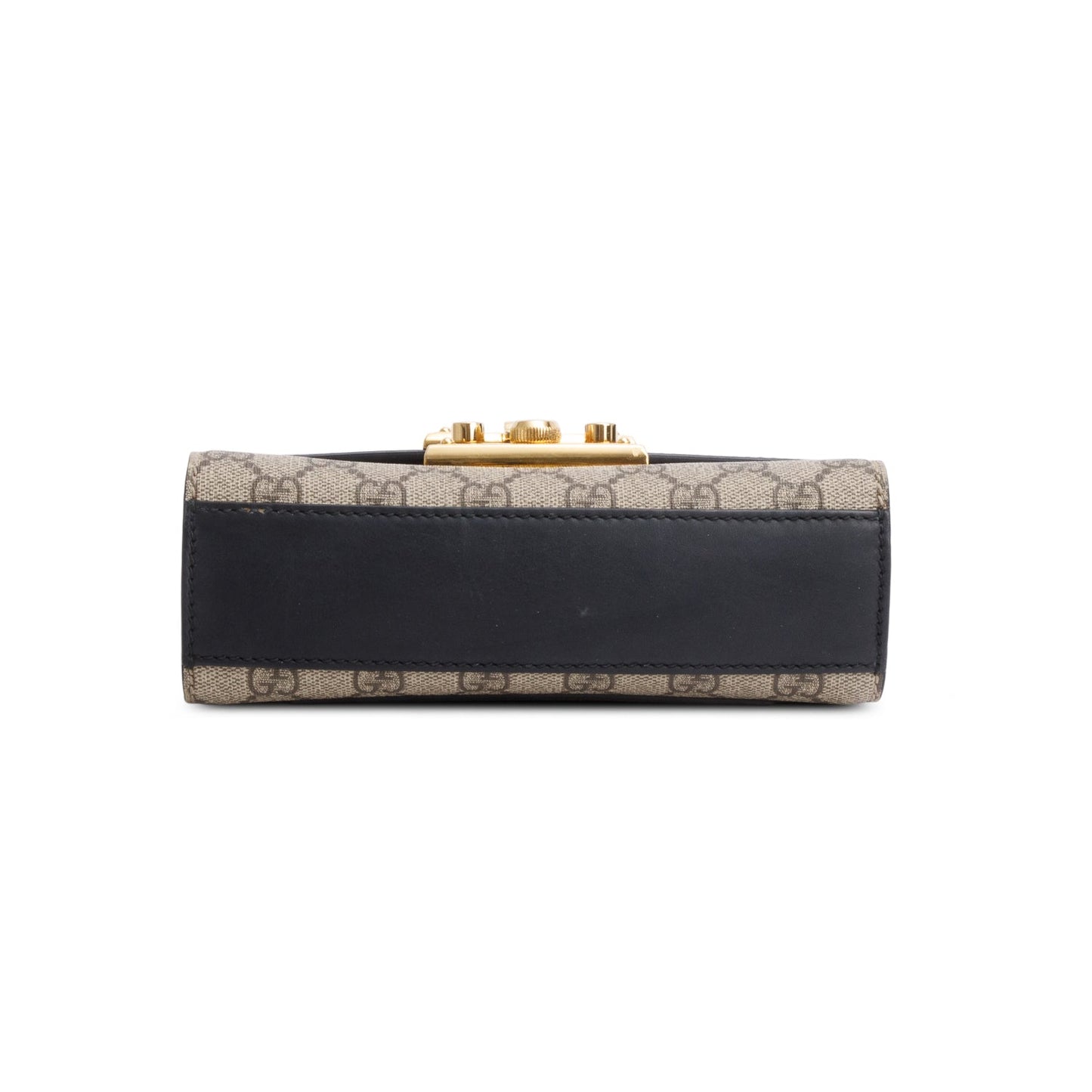 Gucci Black GG Supreme Monogram Calfskin Mini Padlock Chain Shoulder Bag