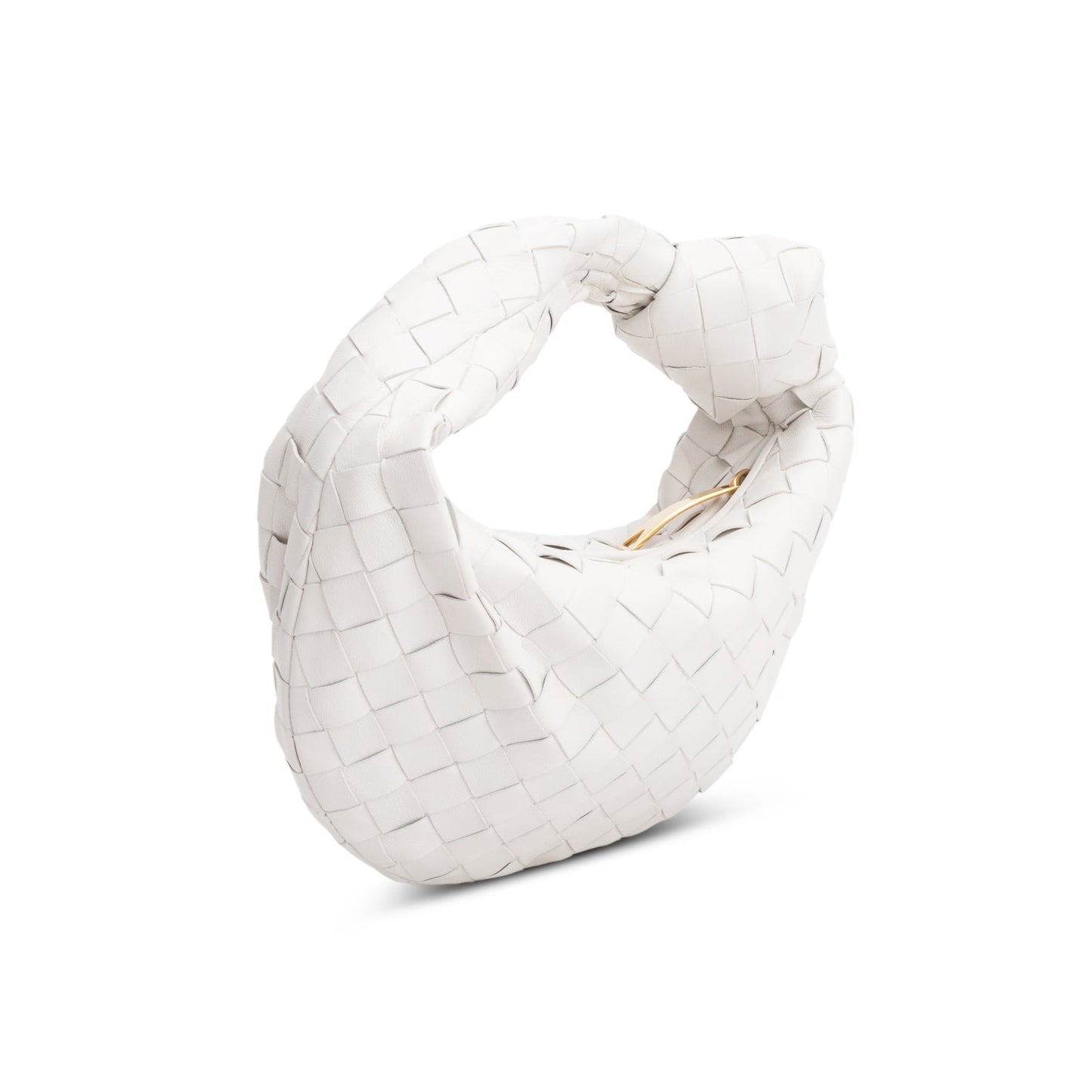 Bottega Veneta White Lambskin Intrecciato Mini Jodie