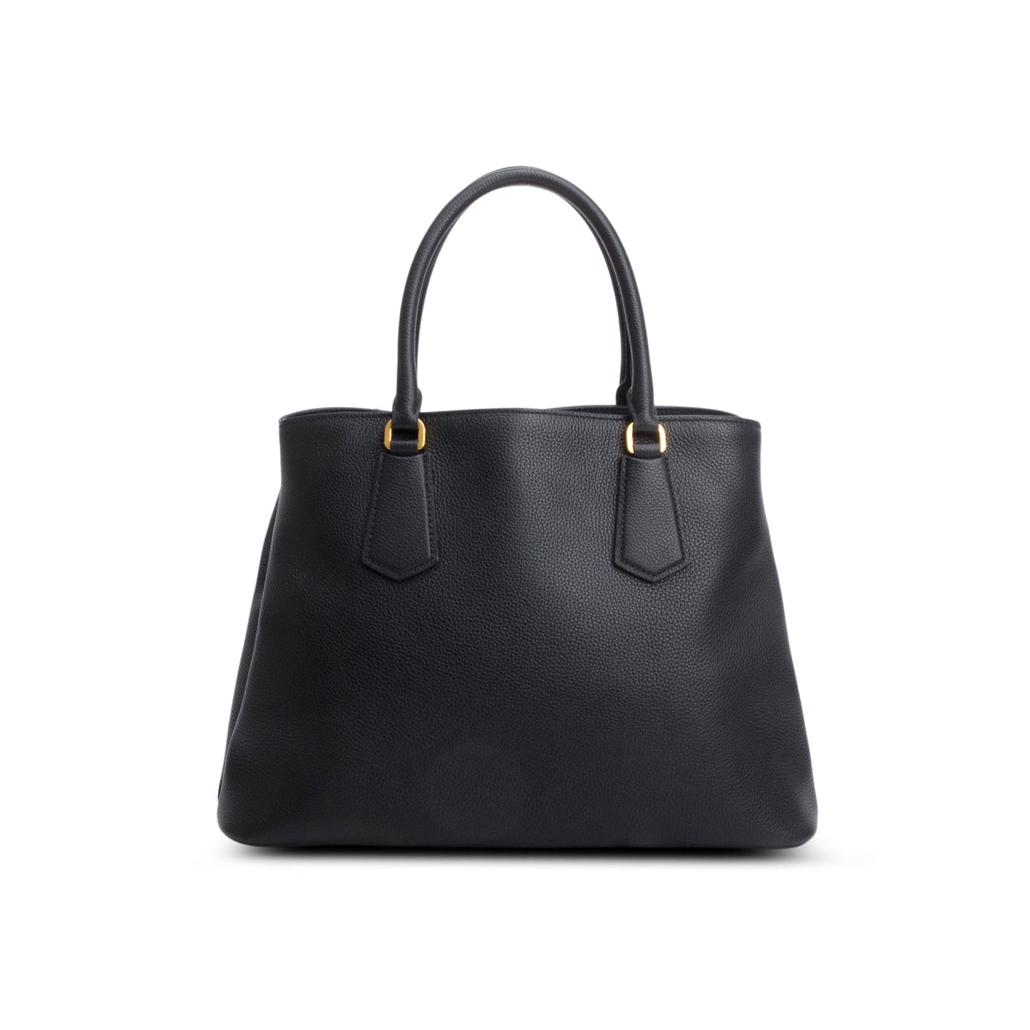 Prada Black Vitello Phenix Cuir Medium Double Bag