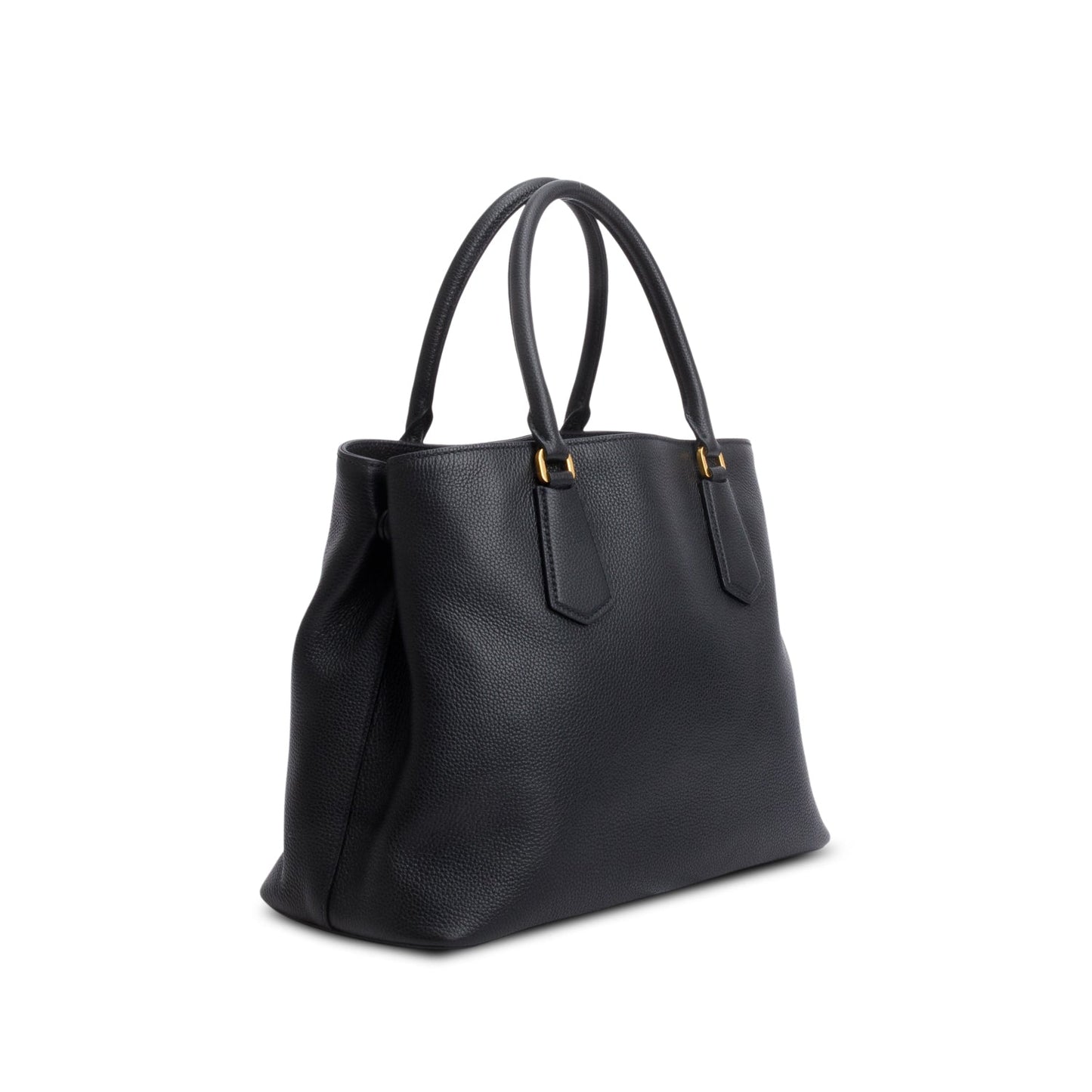 Prada Black Vitello Phenix Cuir Medium Double Bag