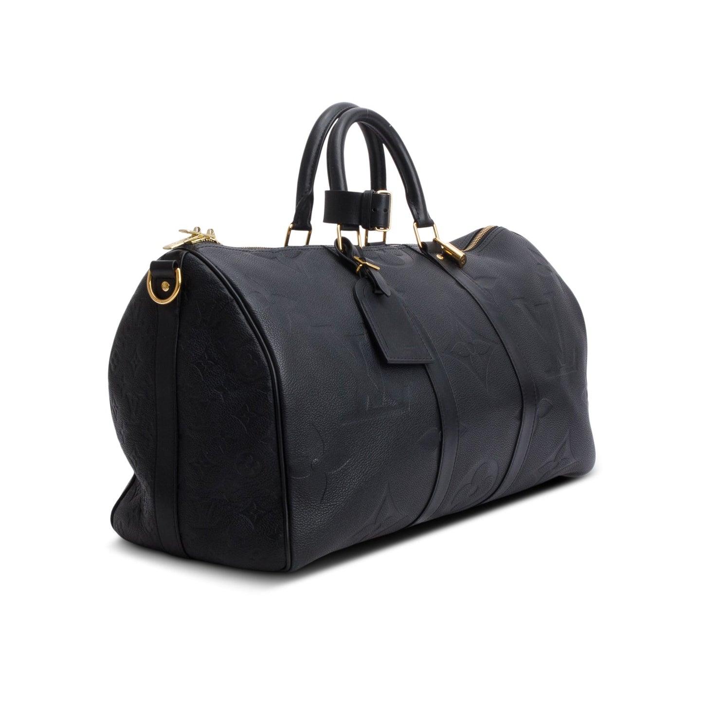 Louis Vuitton 2021 Black Monogram Empreinte Giant Leather Keepall Bandouliere 45