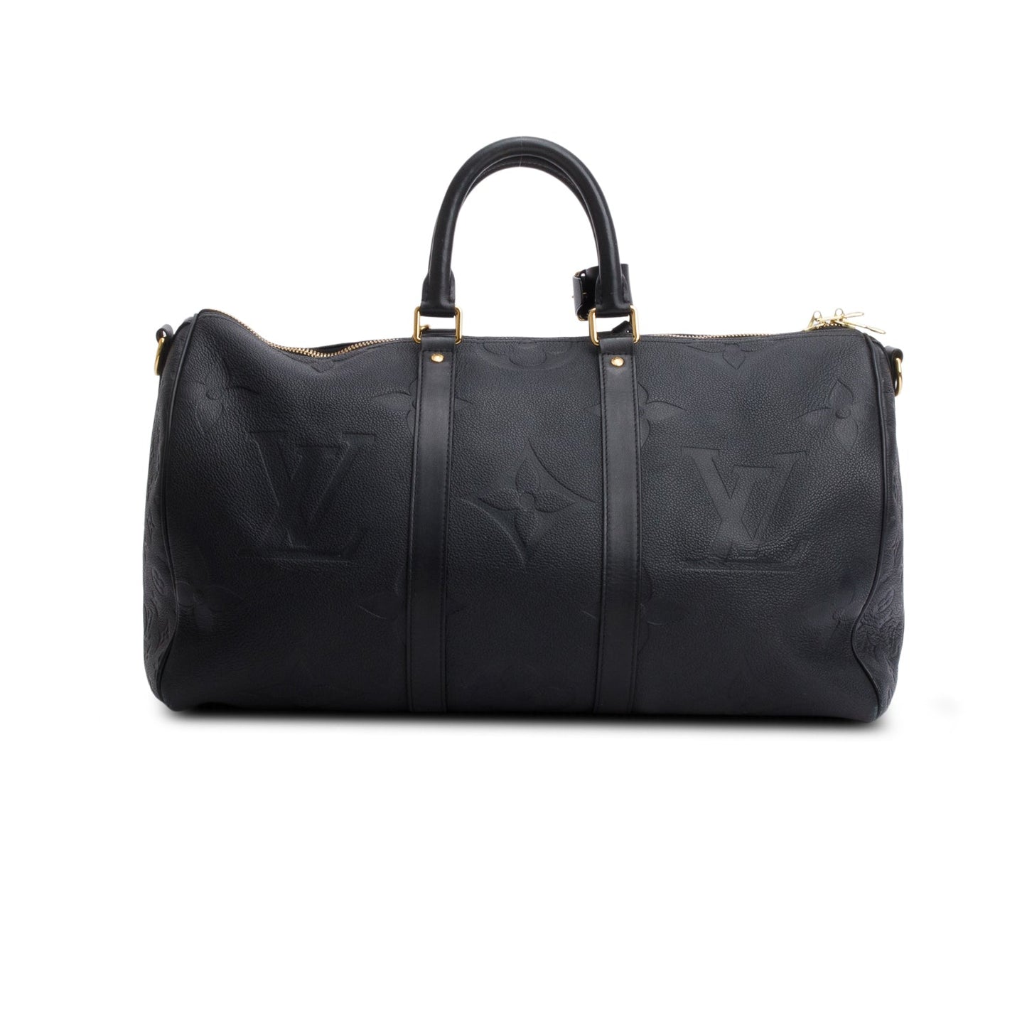 Louis Vuitton 2021 Black Monogram Empreinte Giant Leather Keepall Bandouliere 45