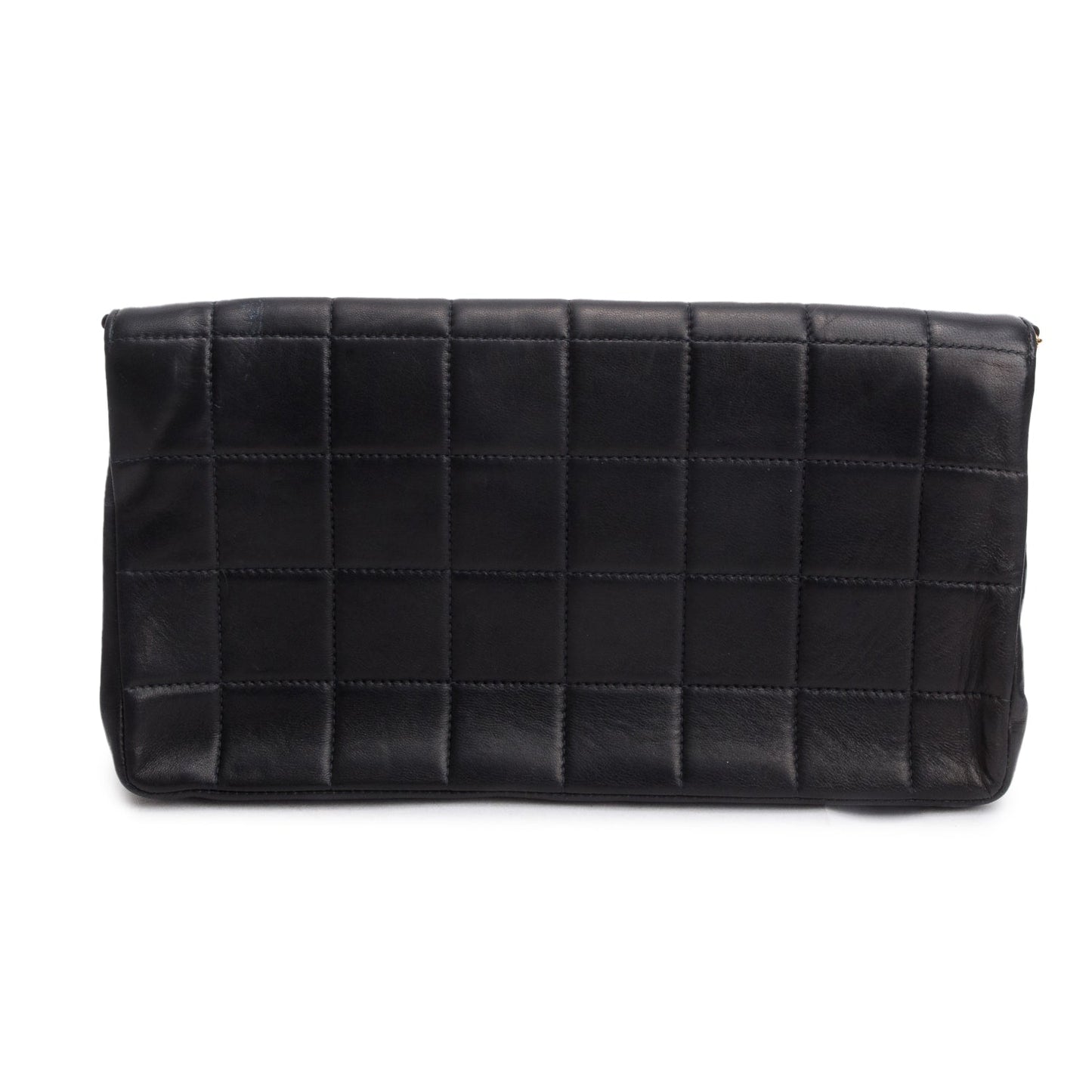 Chanel Vintage Black Lambskin Quilted Chocolate Bar Pearl Flap Bag