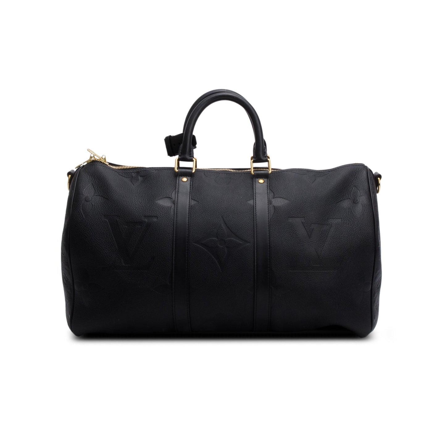 Louis Vuitton Black Monogram Empreinte Giant Leather Keepall Bandouliere 45