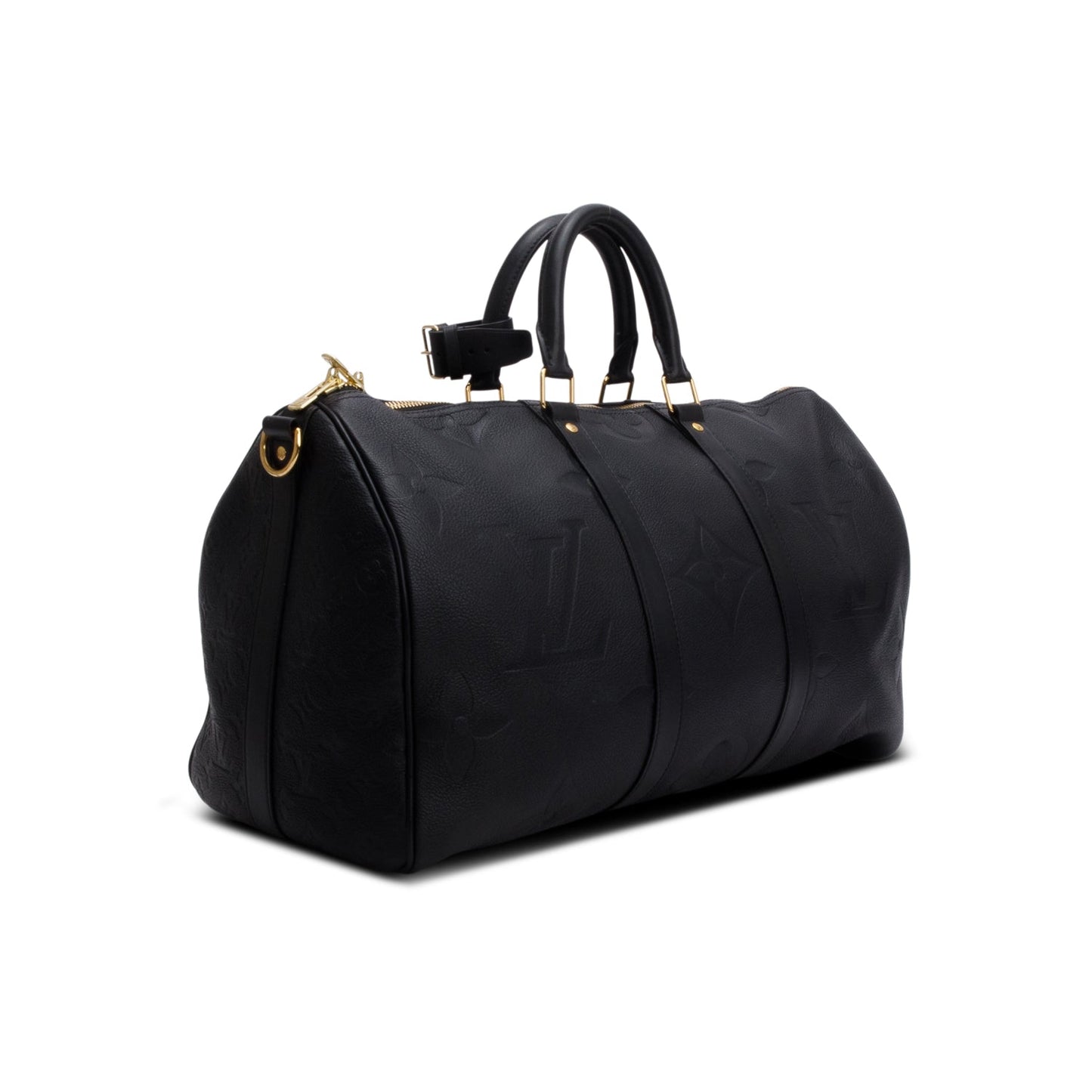 Louis Vuitton Black Monogram Empreinte Giant Leather Keepall Bandouliere 45