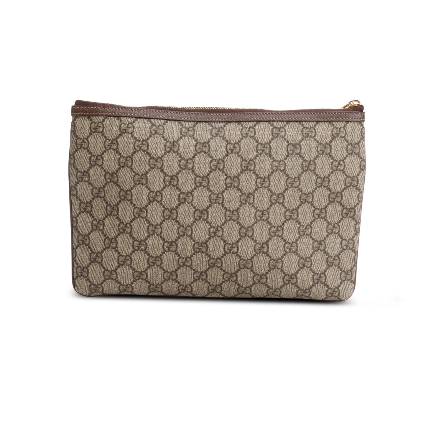 Gucci Brown GG Supreme Monogram Large Ophidia Pouch Clutch