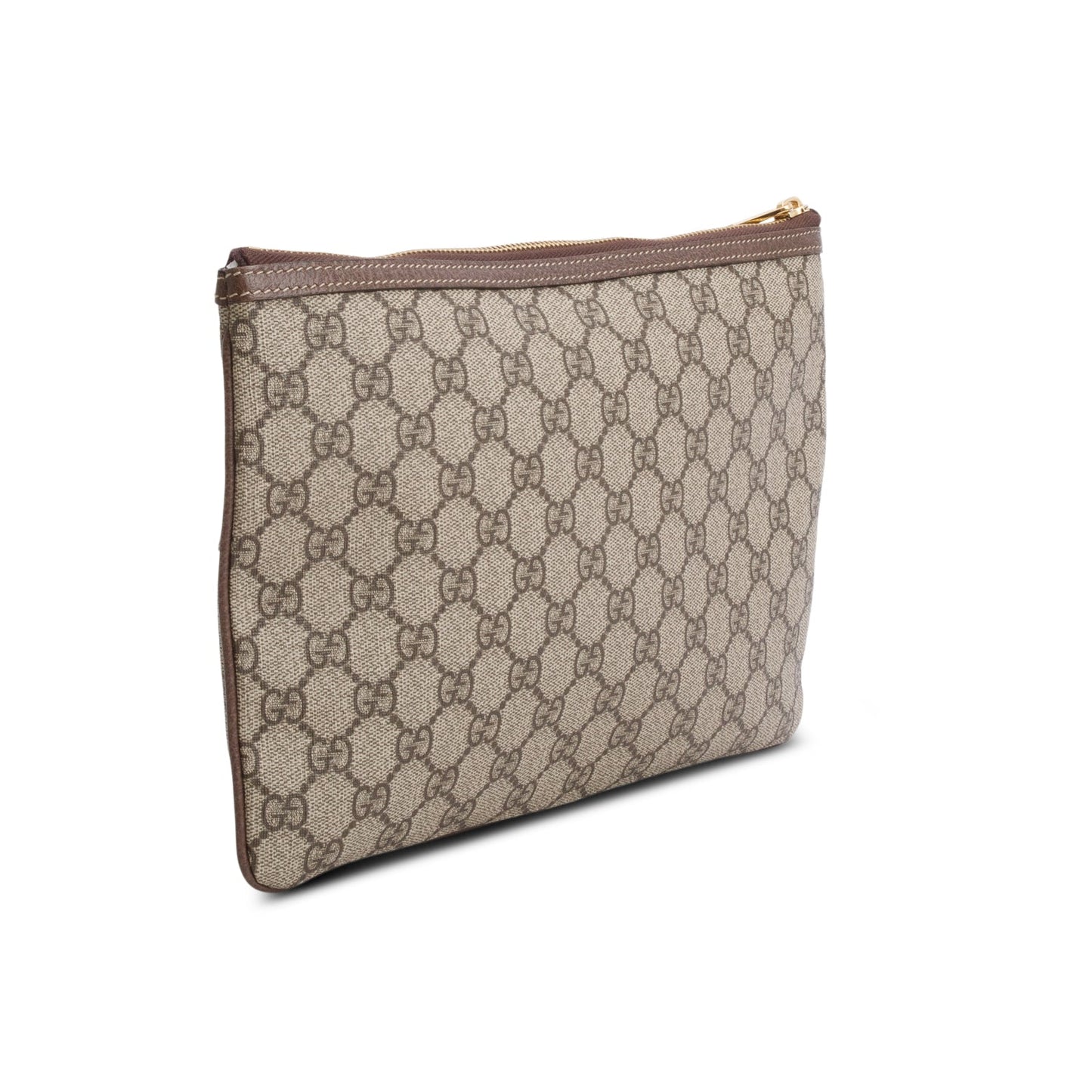 Gucci Brown GG Supreme Monogram Large Ophidia Pouch Clutch