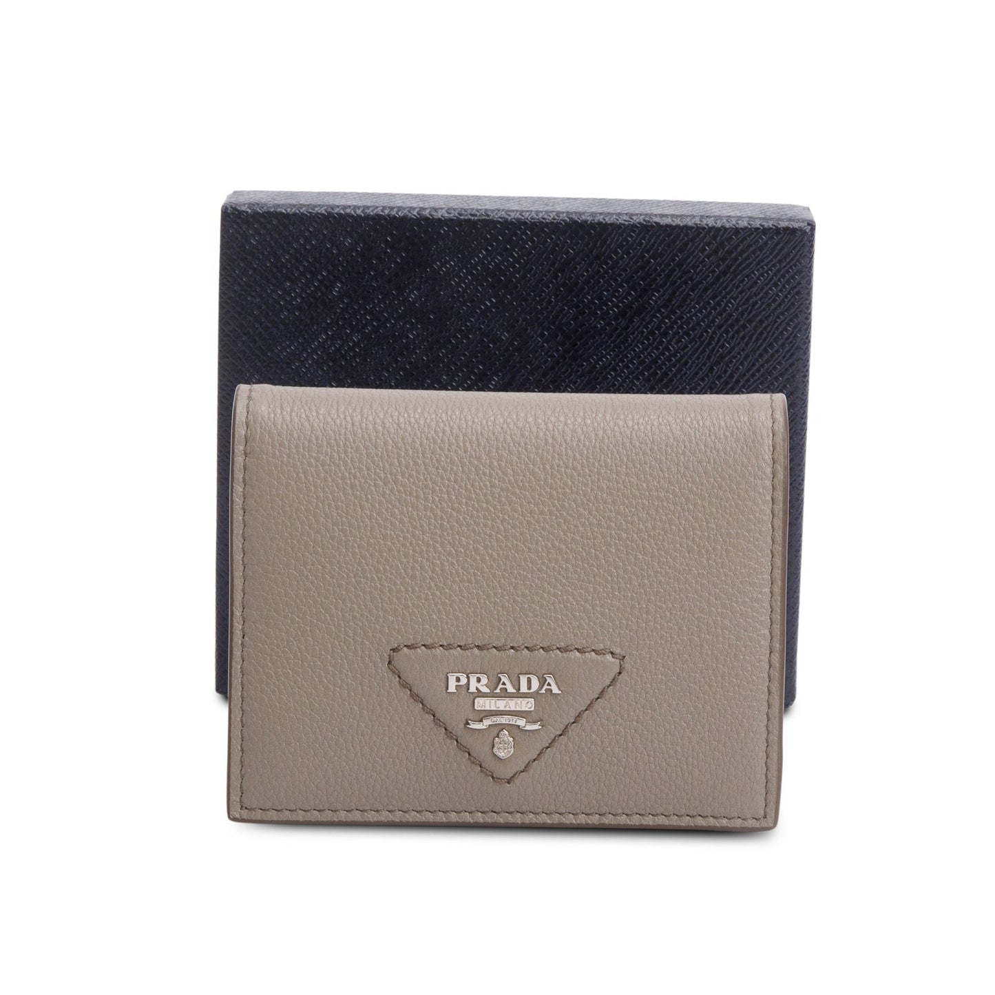 Prada Taupe Vitello Daino Compact Wallet