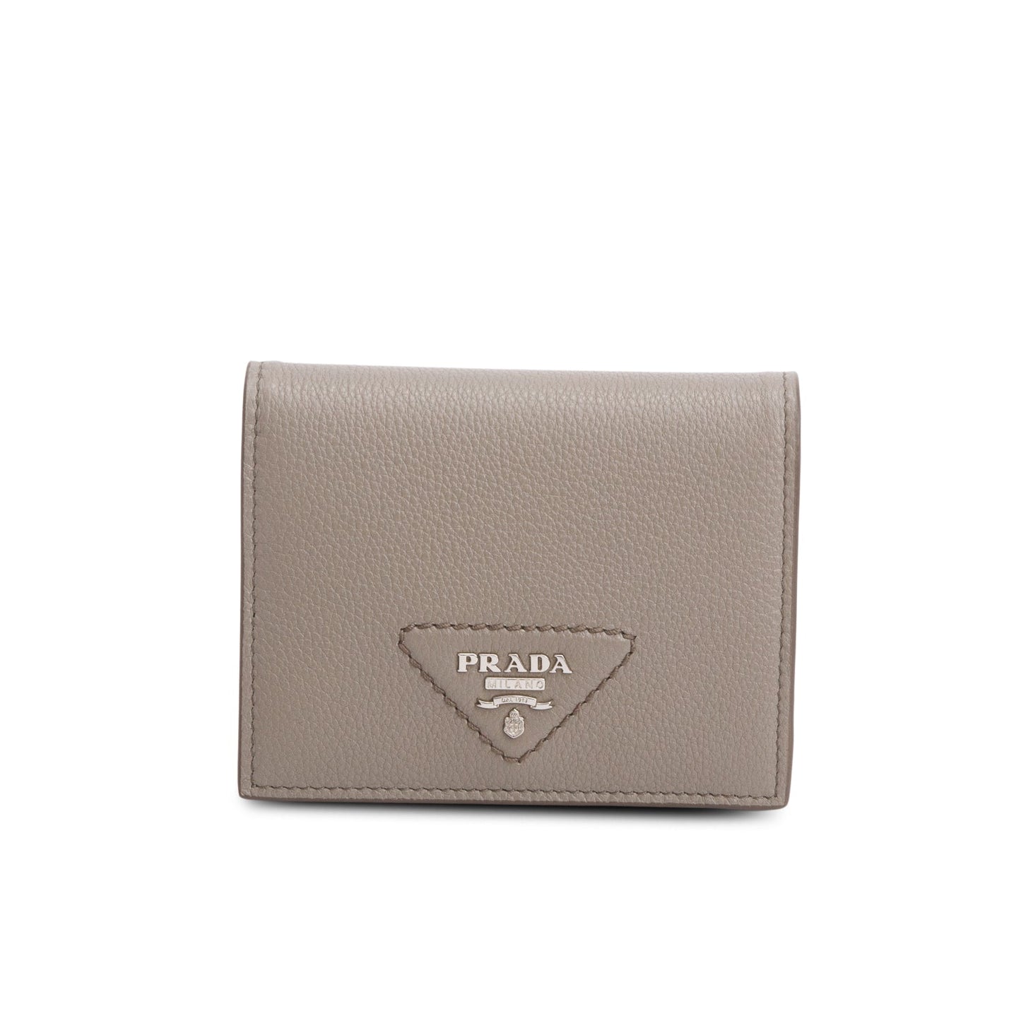 Prada Taupe Vitello Daino Compact Wallet