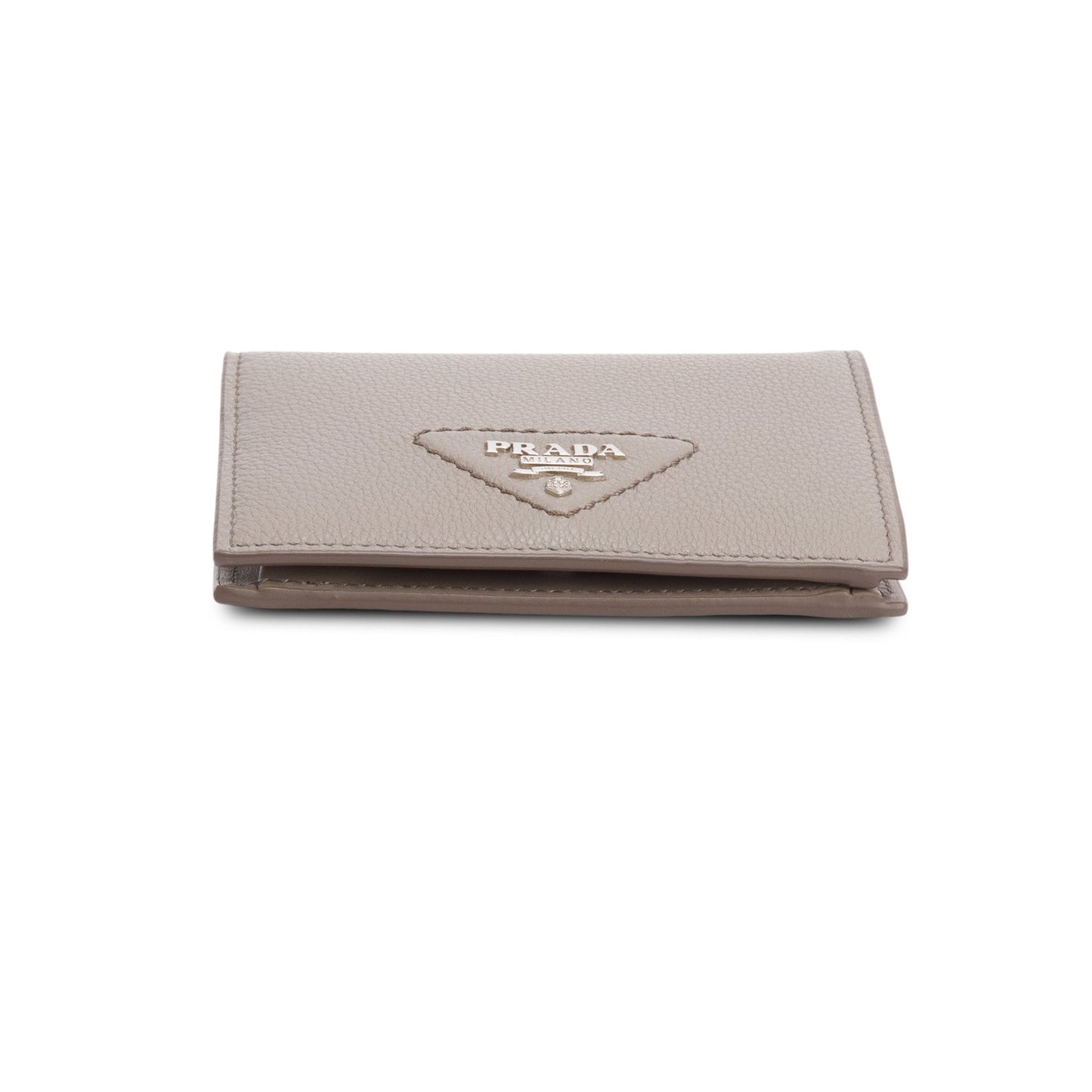 Prada Taupe Vitello Daino Compact Wallet