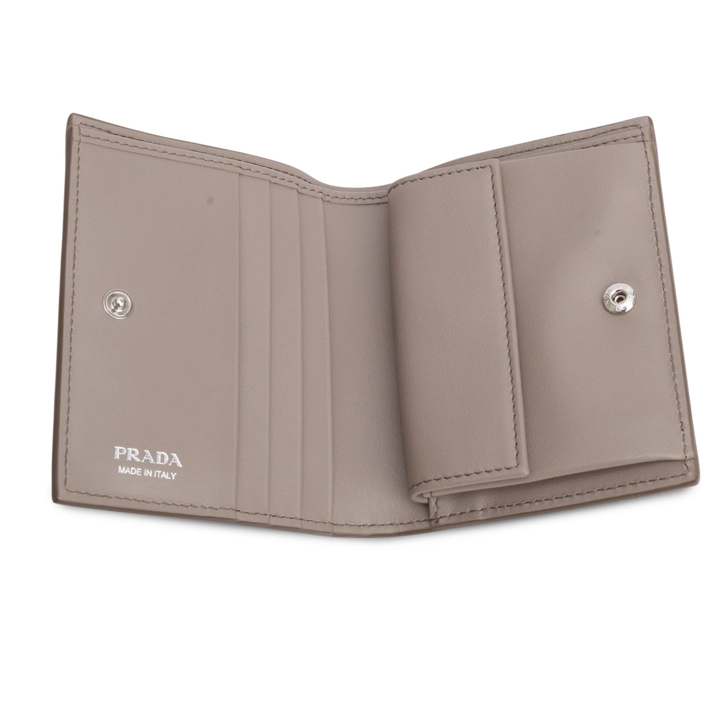 Prada Taupe Vitello Daino Compact Wallet