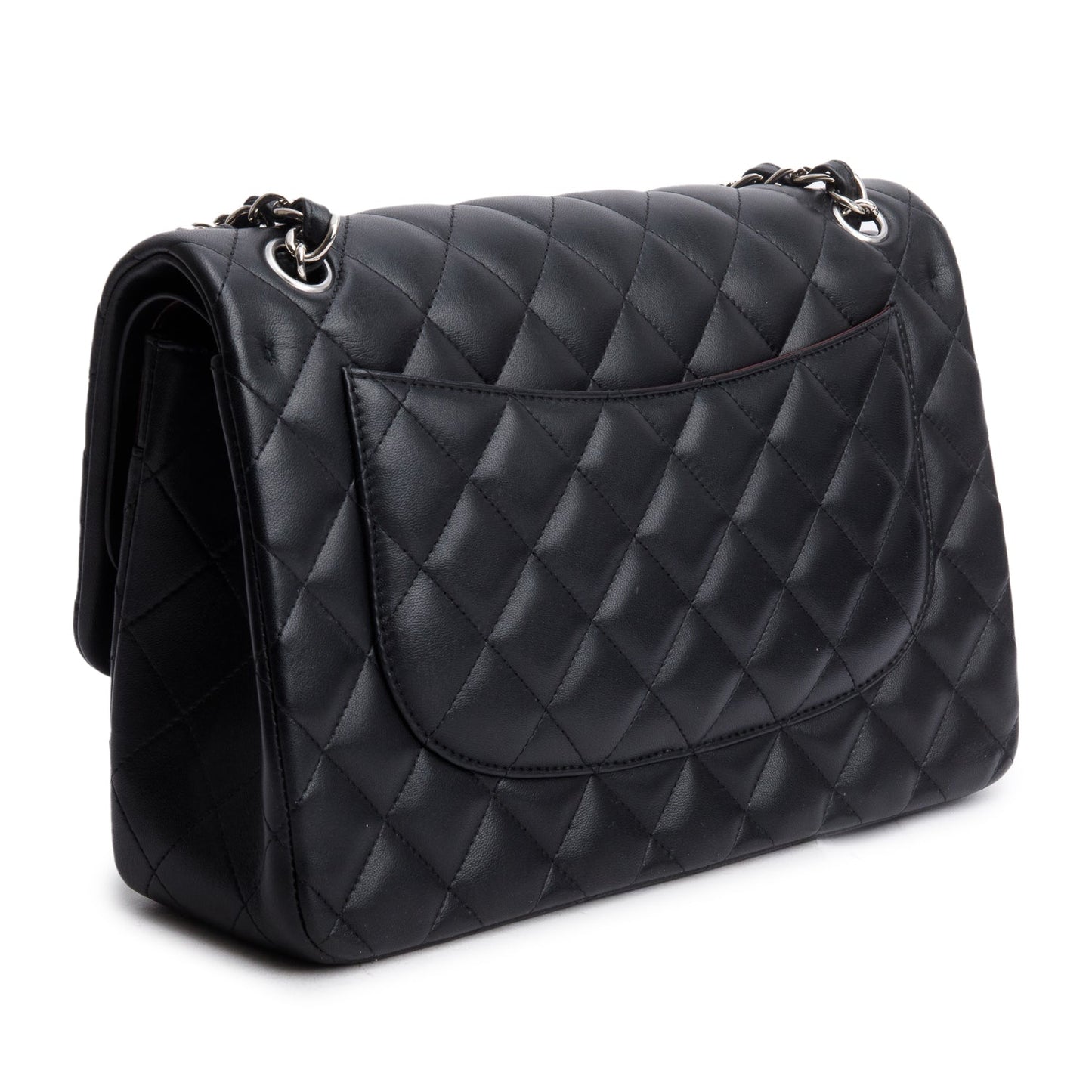 Chanel Black Quilted Lambskin Leather Jumbo Double Flap Bag