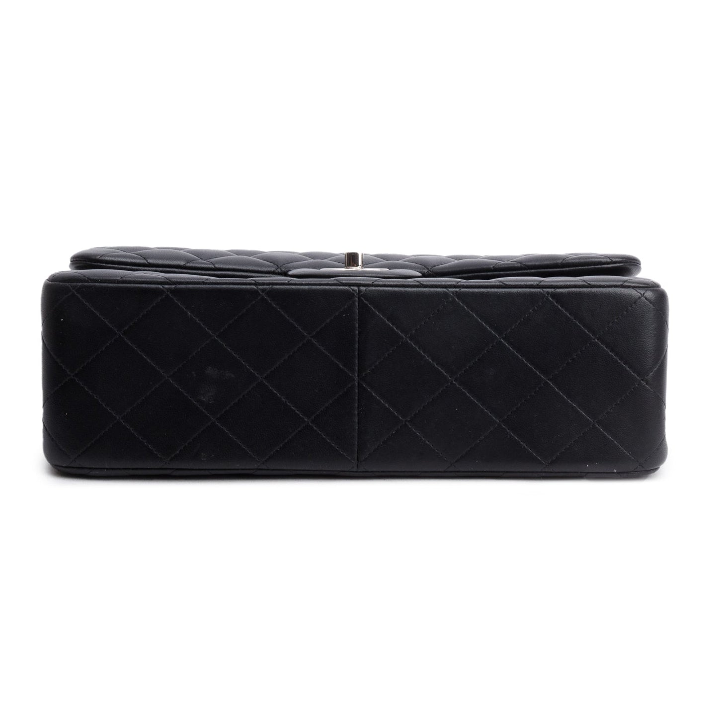 Chanel Black Quilted Lambskin Leather Jumbo Double Flap Bag