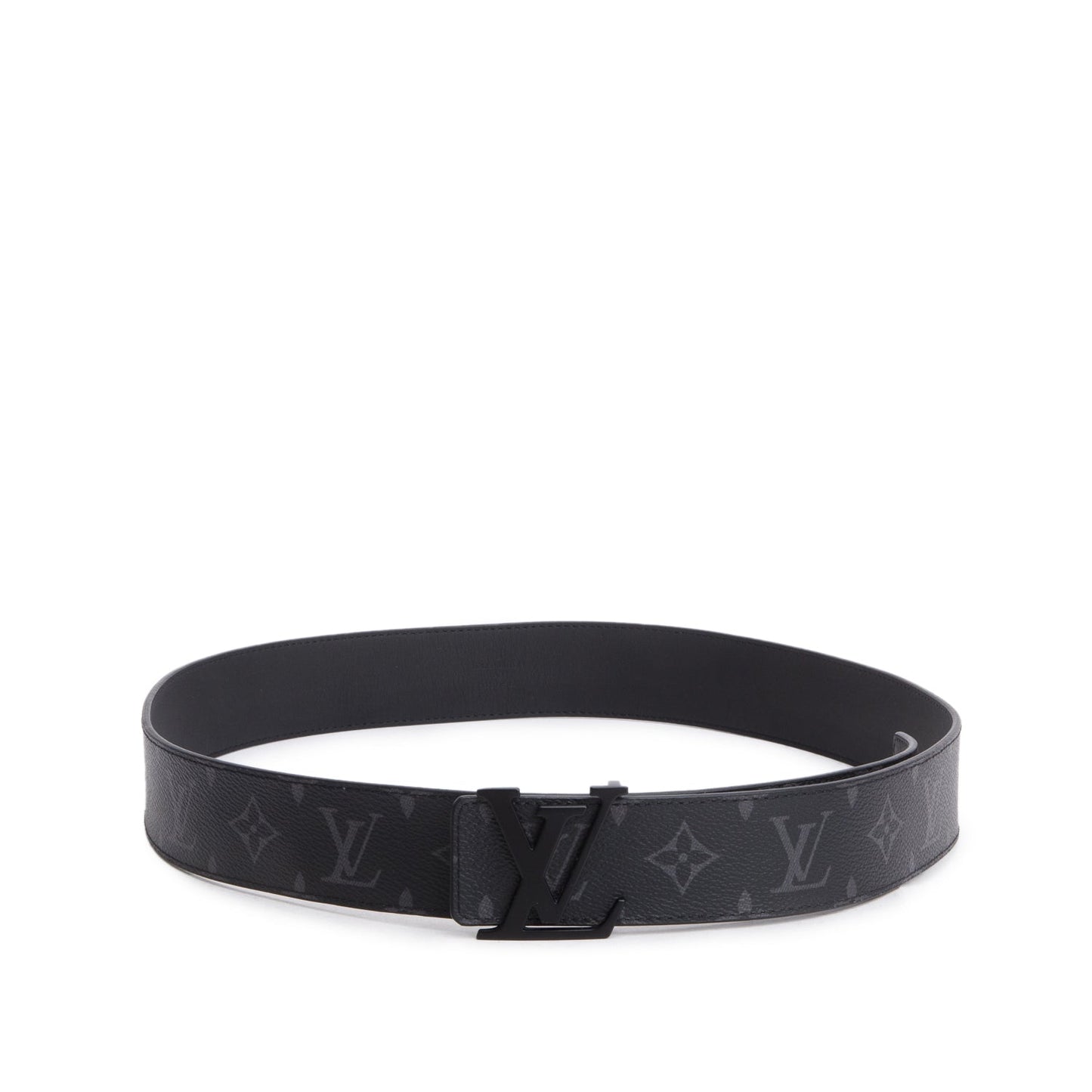 Louis Vuitton Matte Black Calfskin Monogram Eclipse LV Initials Belt 100 40