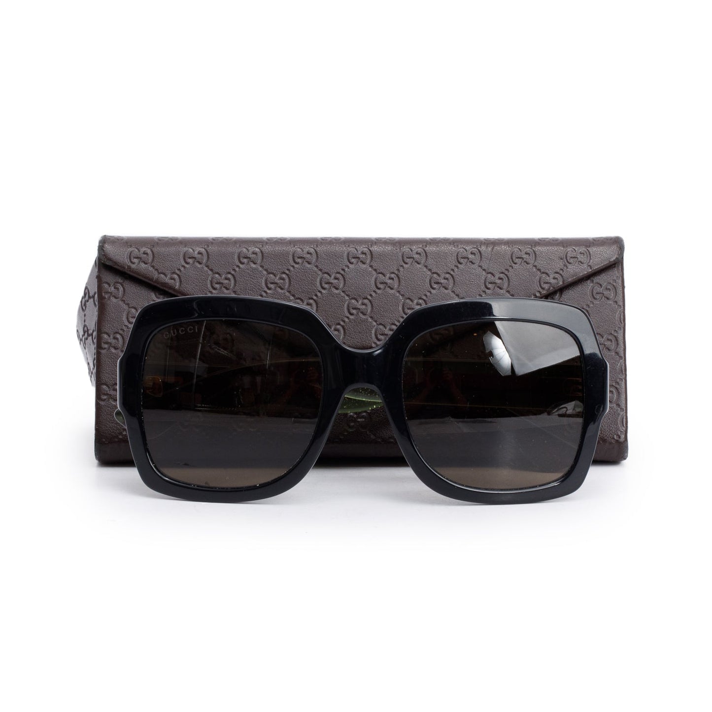 Gucci GG036S Black Acetate Interlocking GG Web Square Sunglasses