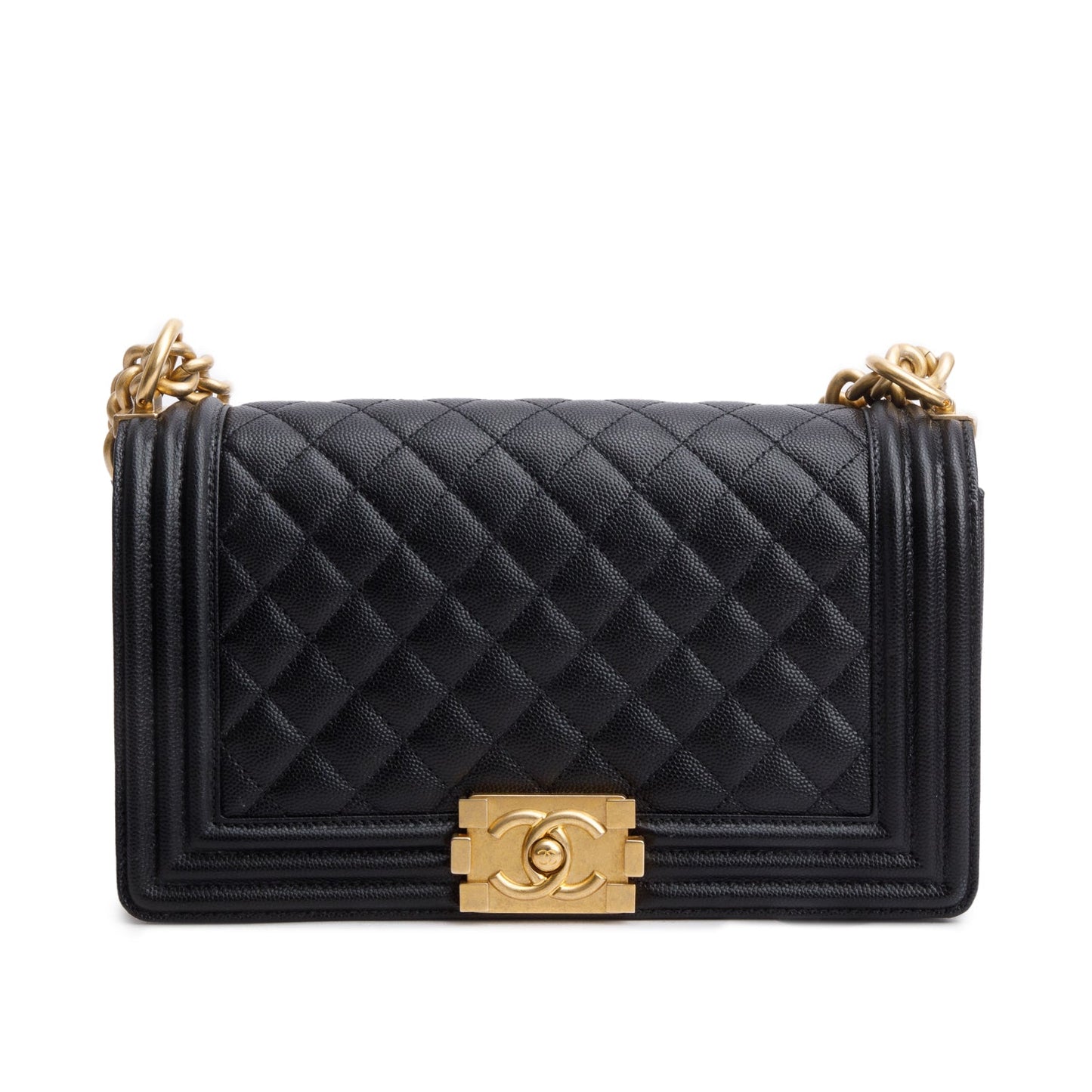 Chanel 2020 Black Caviar Quilted Medium Boy Flap Bag