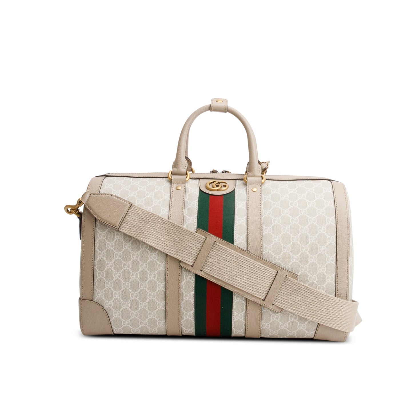 Gucci Beige GG Supreme Monogram Textured Dollar Calfskin Medium Savoy Duffle Bag