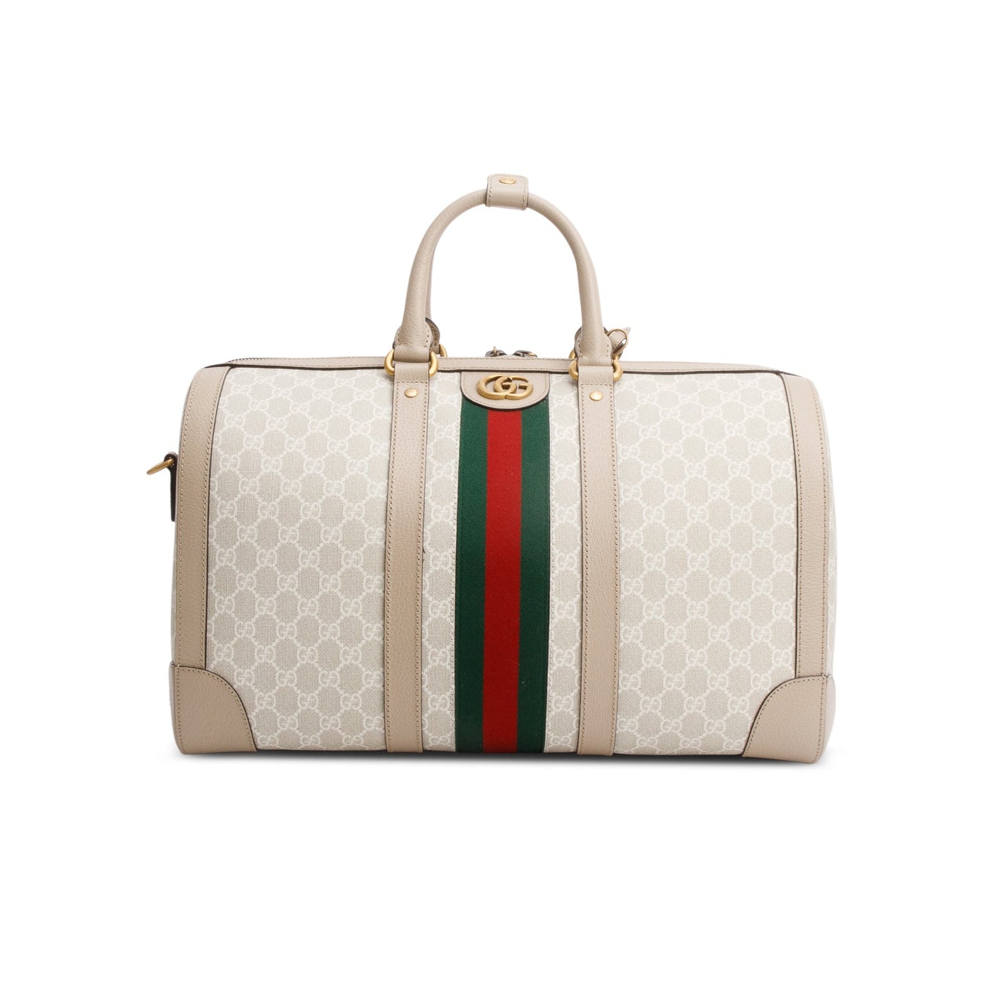 Gucci Beige GG Supreme Monogram Textured Dollar Calfskin Medium Savoy Duffle Bag