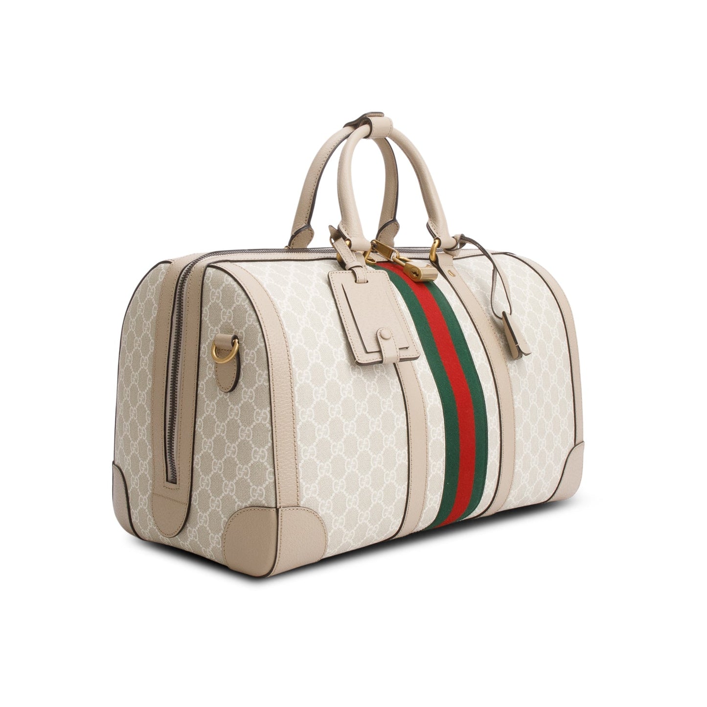 Gucci Beige GG Supreme Monogram Textured Dollar Calfskin Medium Savoy Duffle Bag