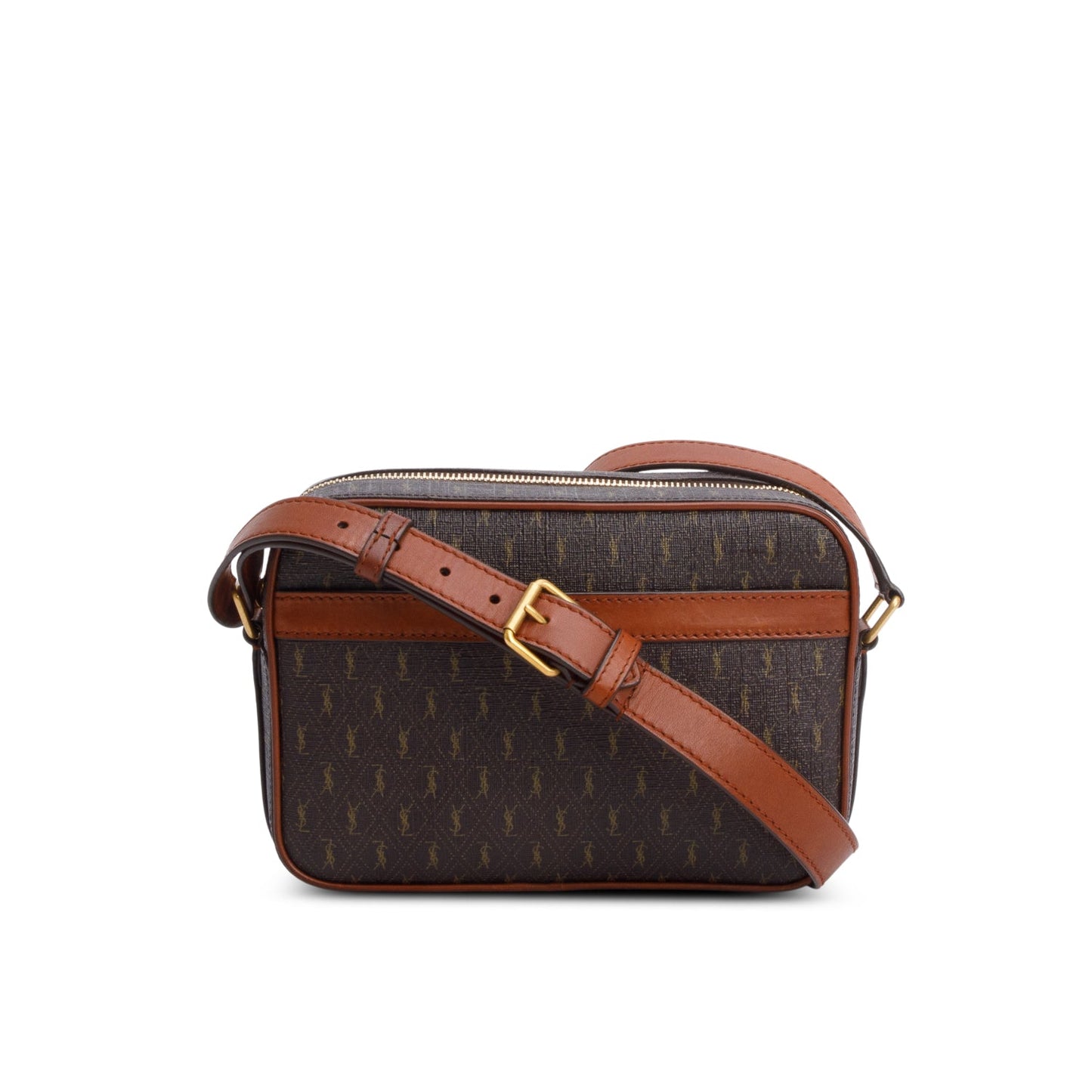 Saint Laurent 2021 Brown Canvas Smooth Calfskin Le Monogramme Camera Bag