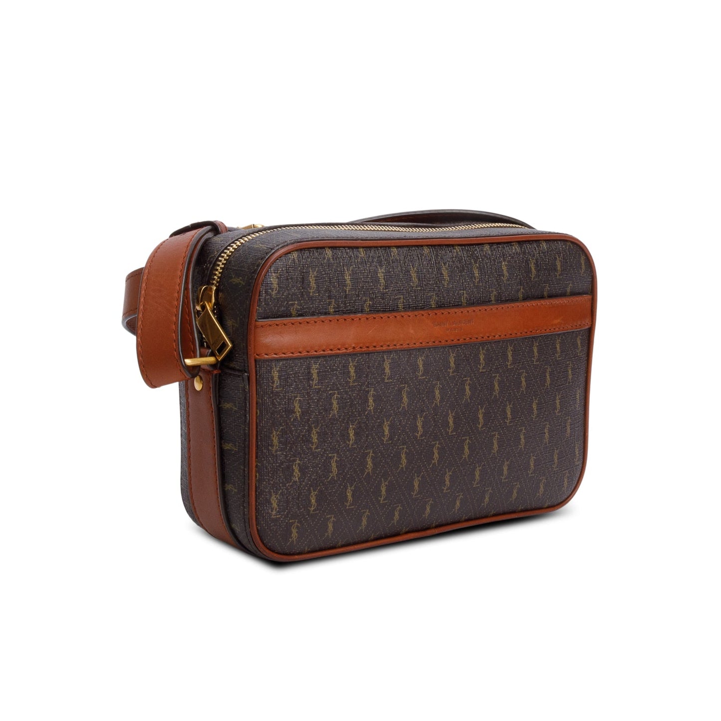 Saint Laurent 2021 Brown Canvas Smooth Calfskin Le Monogramme Camera Bag