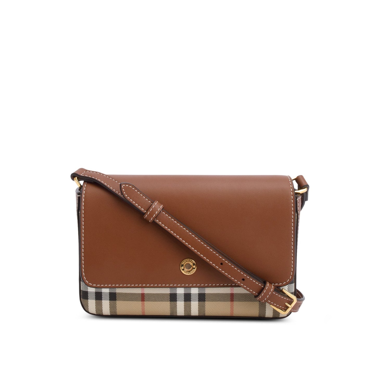 Burberry Brown Calfskin Vintage Check New Hampshire Bag
