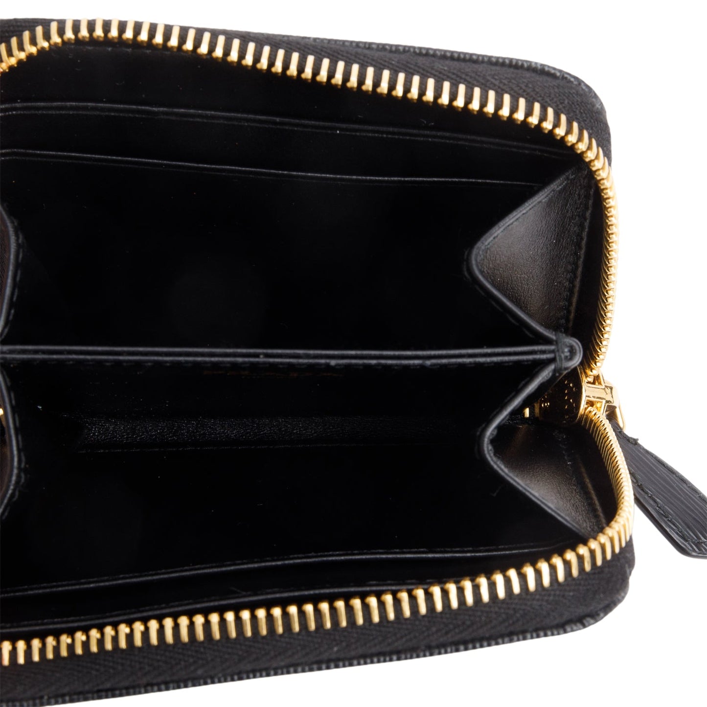 Prada Black Vitello Move Compact Zip Wallet