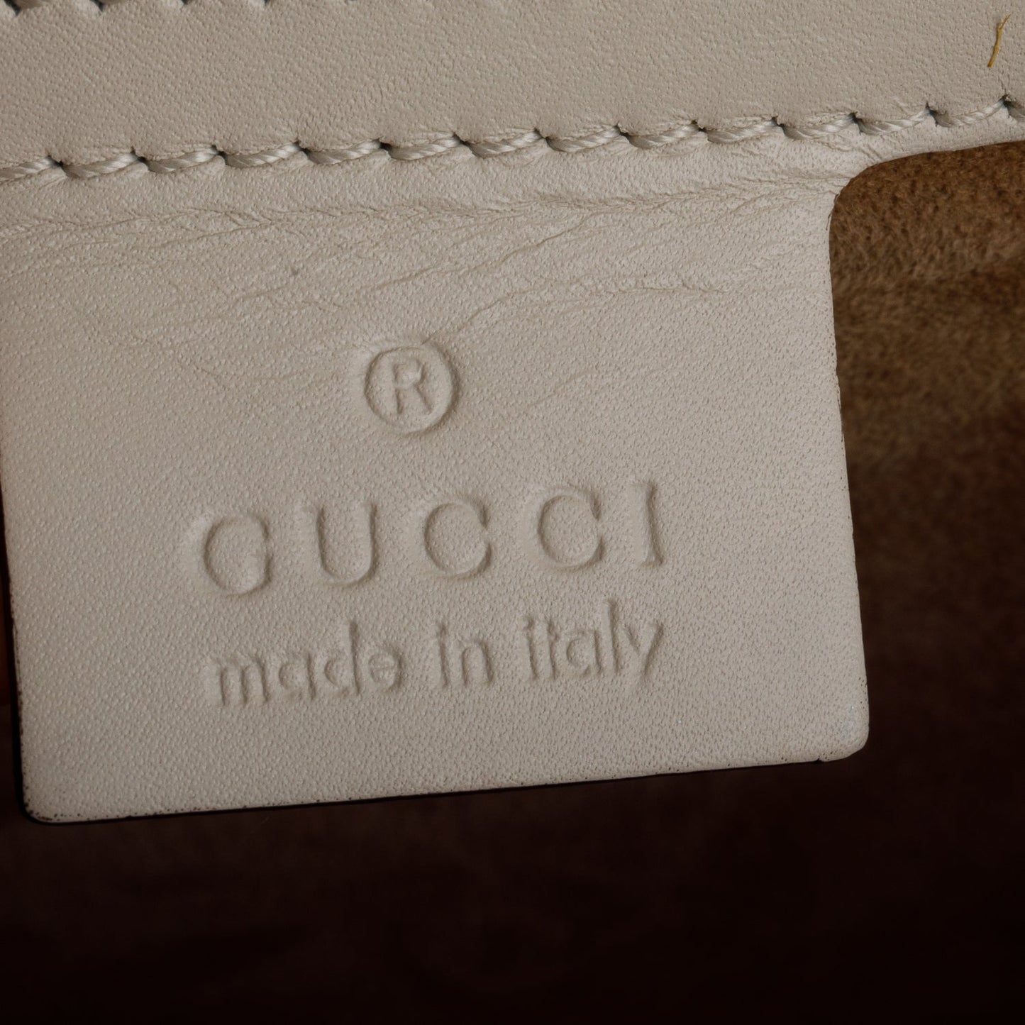 Gucci White Calfskin Leather Web Medium Sylvie Handle Bag