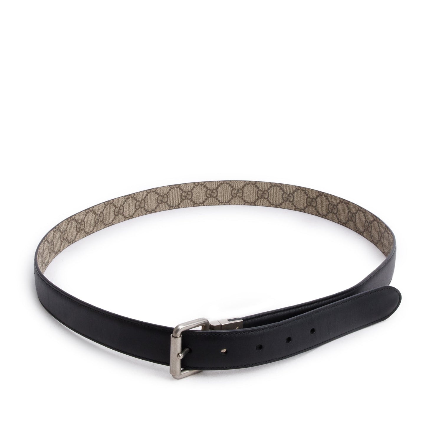 Gucci Vintage GG Supreme Monogram Calfskin Square Reversible Belt 110 30