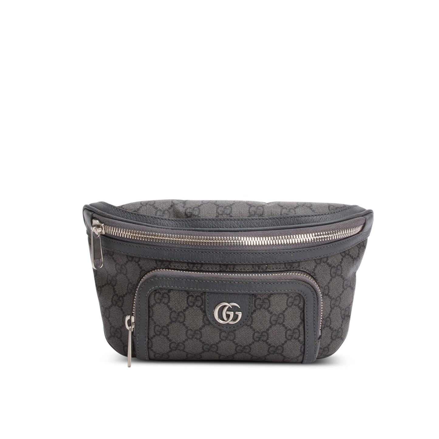 Gucci Grey GG Supreme Monogram Textured Calfskin Ophidia Medium Belt Bag