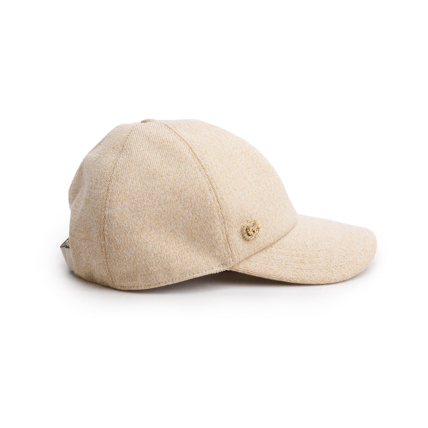 Gucci Cream Wool Lamé Crystal GG Baseball Cap, Size L 58