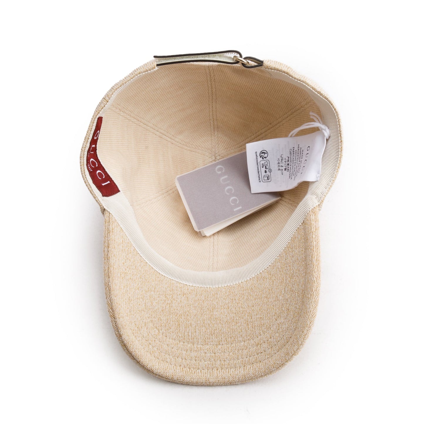 Gucci Cream Wool Lamé Crystal GG Baseball Cap, Size L 58