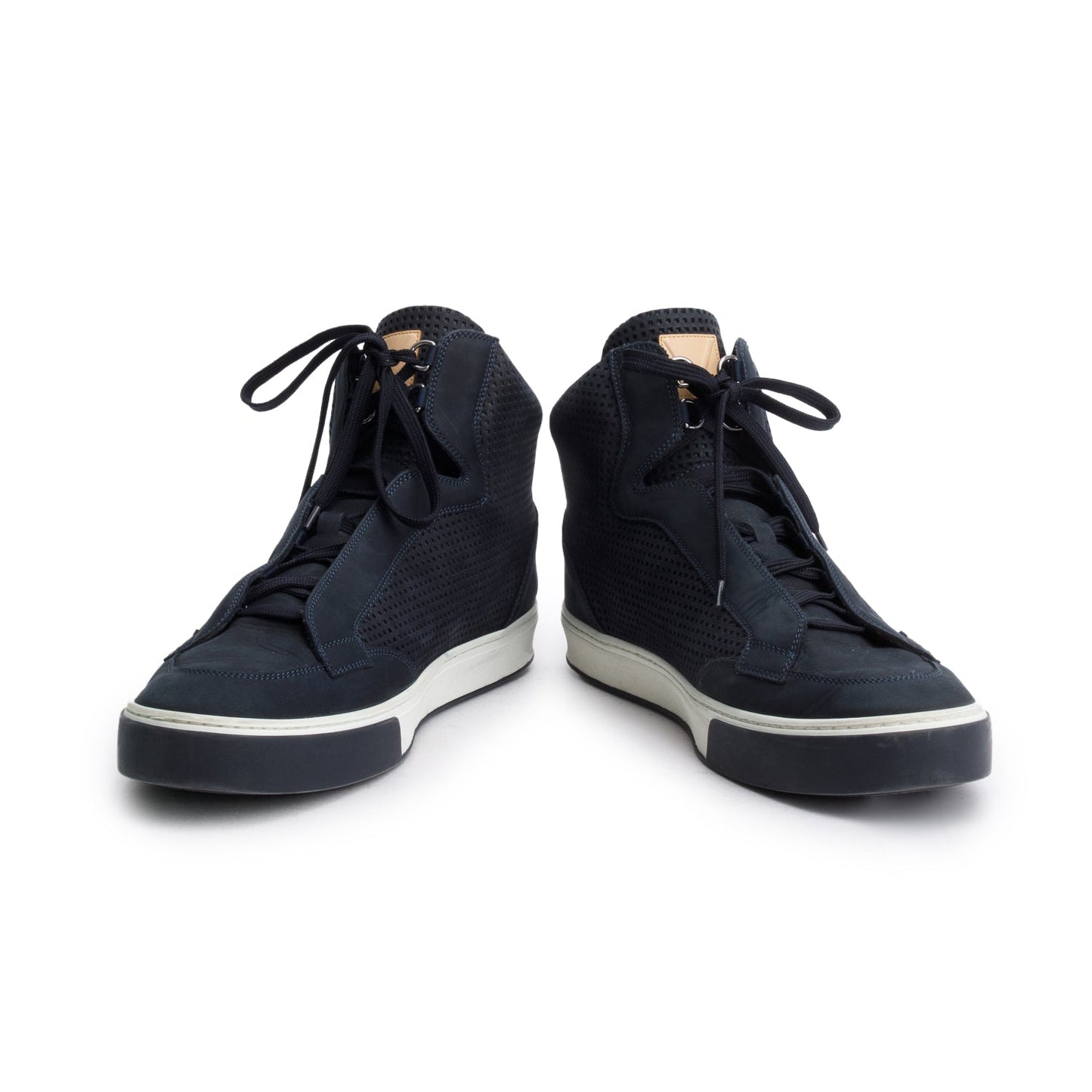 Louis Vuitton Navy Leather Speaker High Top Sneakers, Men's 8.5