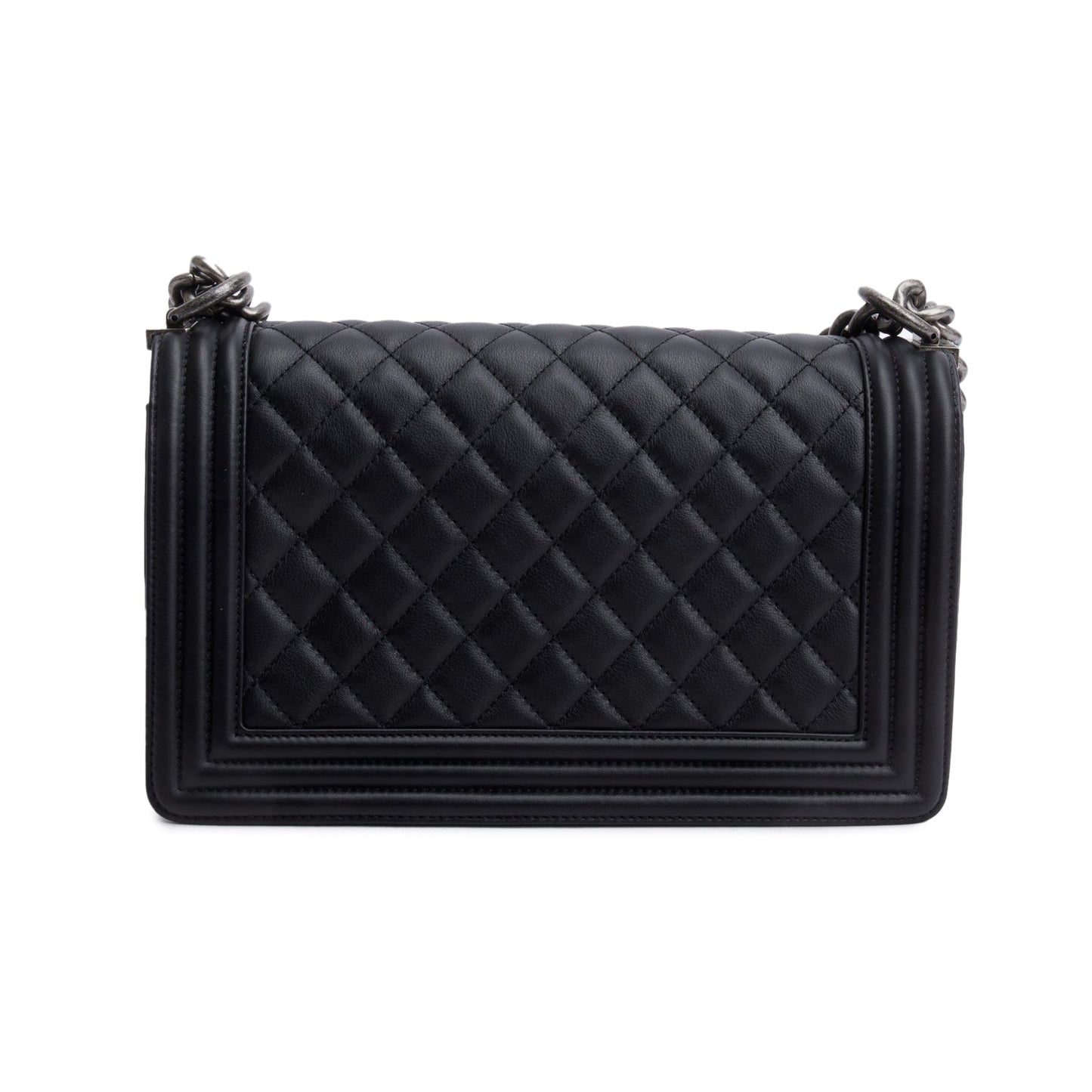 Chanel 2021 Black Quilted Lambskin Leather Medium Boy Bag