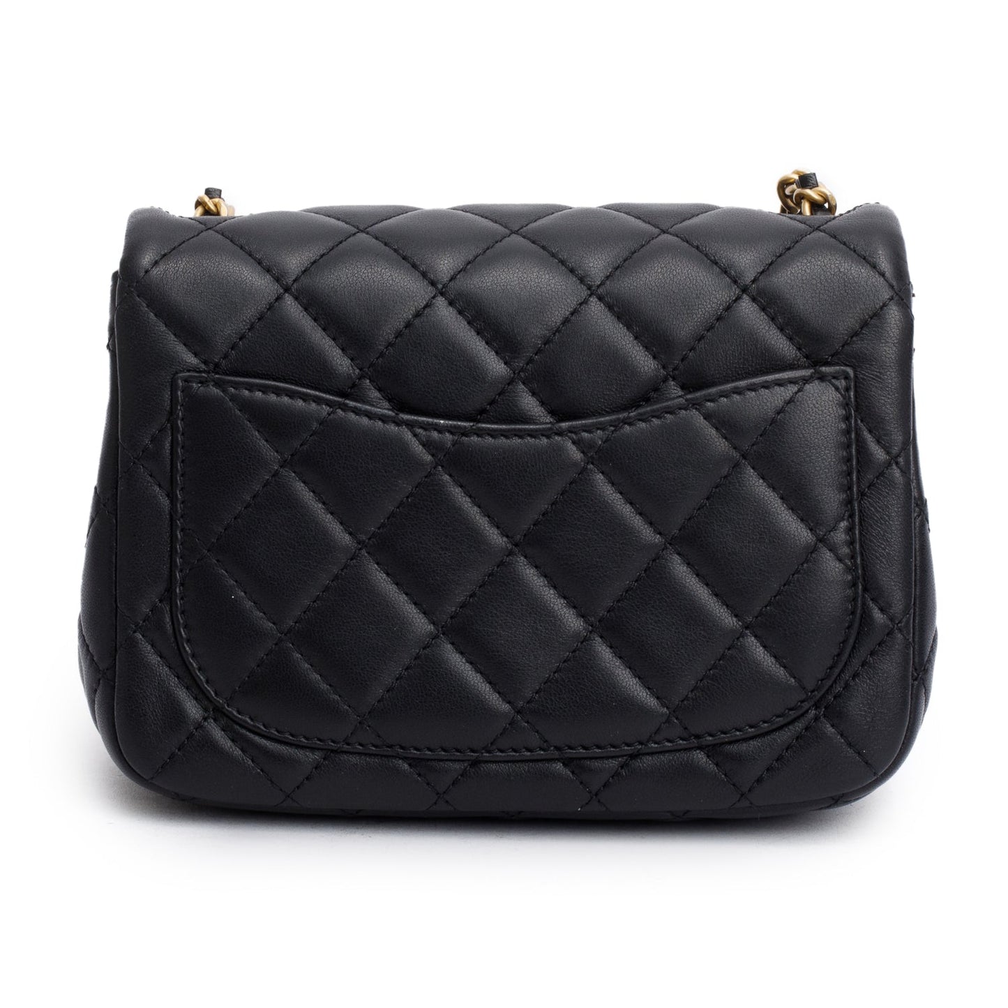 Chanel 2020 Black Quilted Lambskin Pearl Crush Square Mini Flap Bag