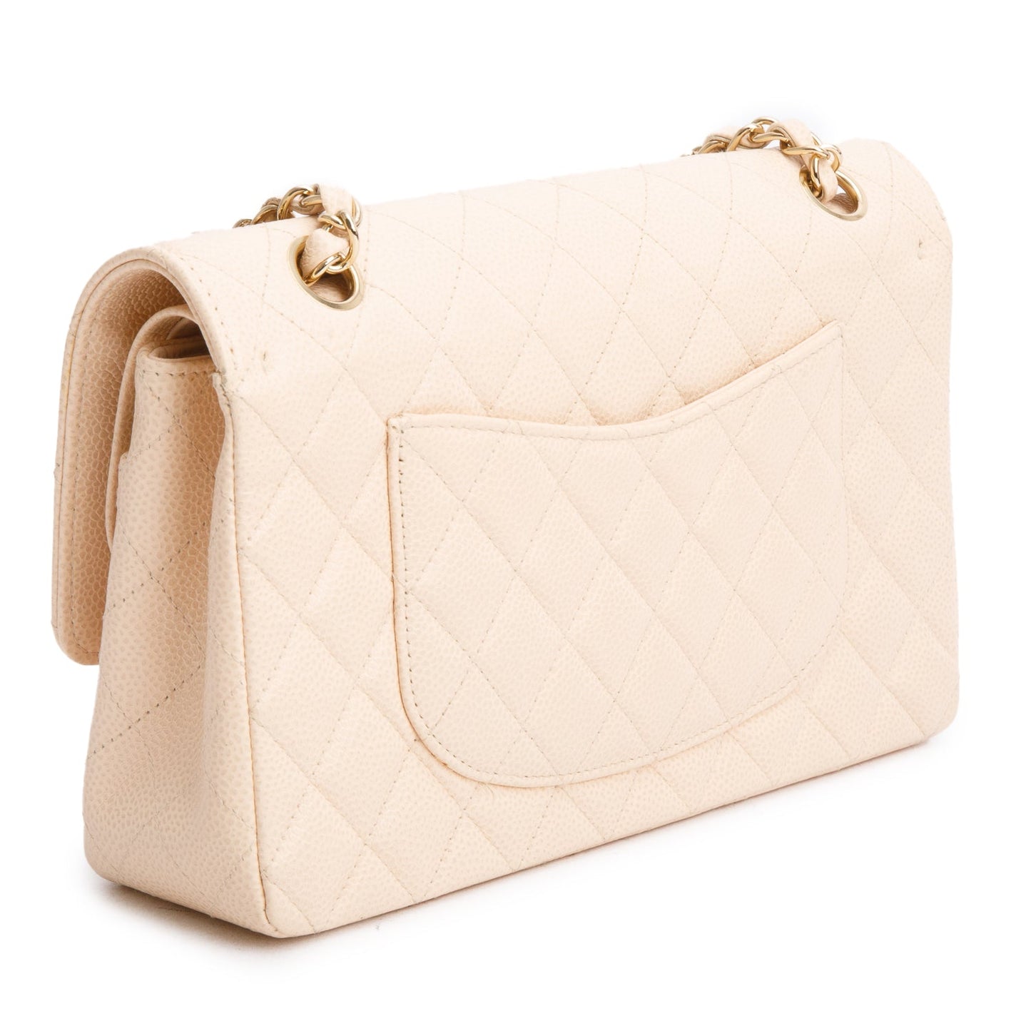Chanel Beige Caviar Leather Classic Medium Double Flap