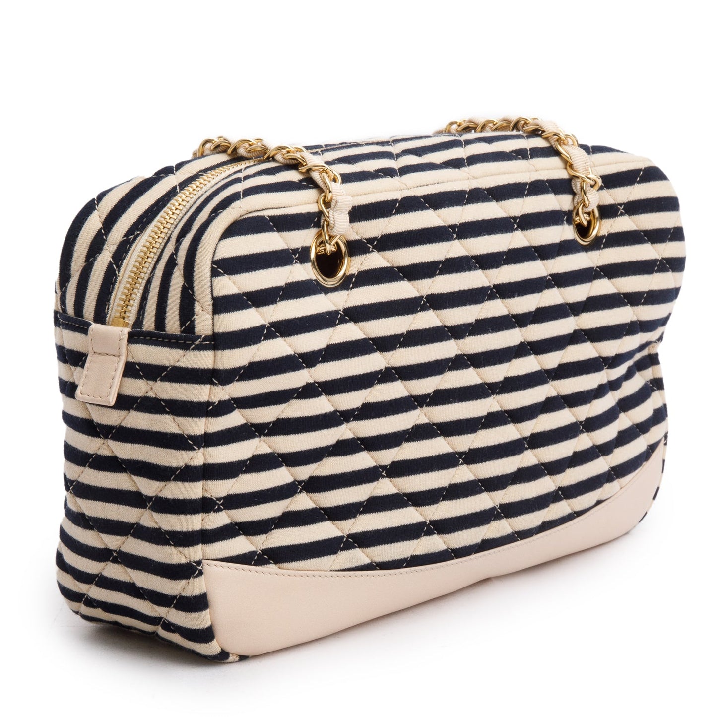 Chanel Beige & Black Quilted Jersey Coco Sailor Camera Bag