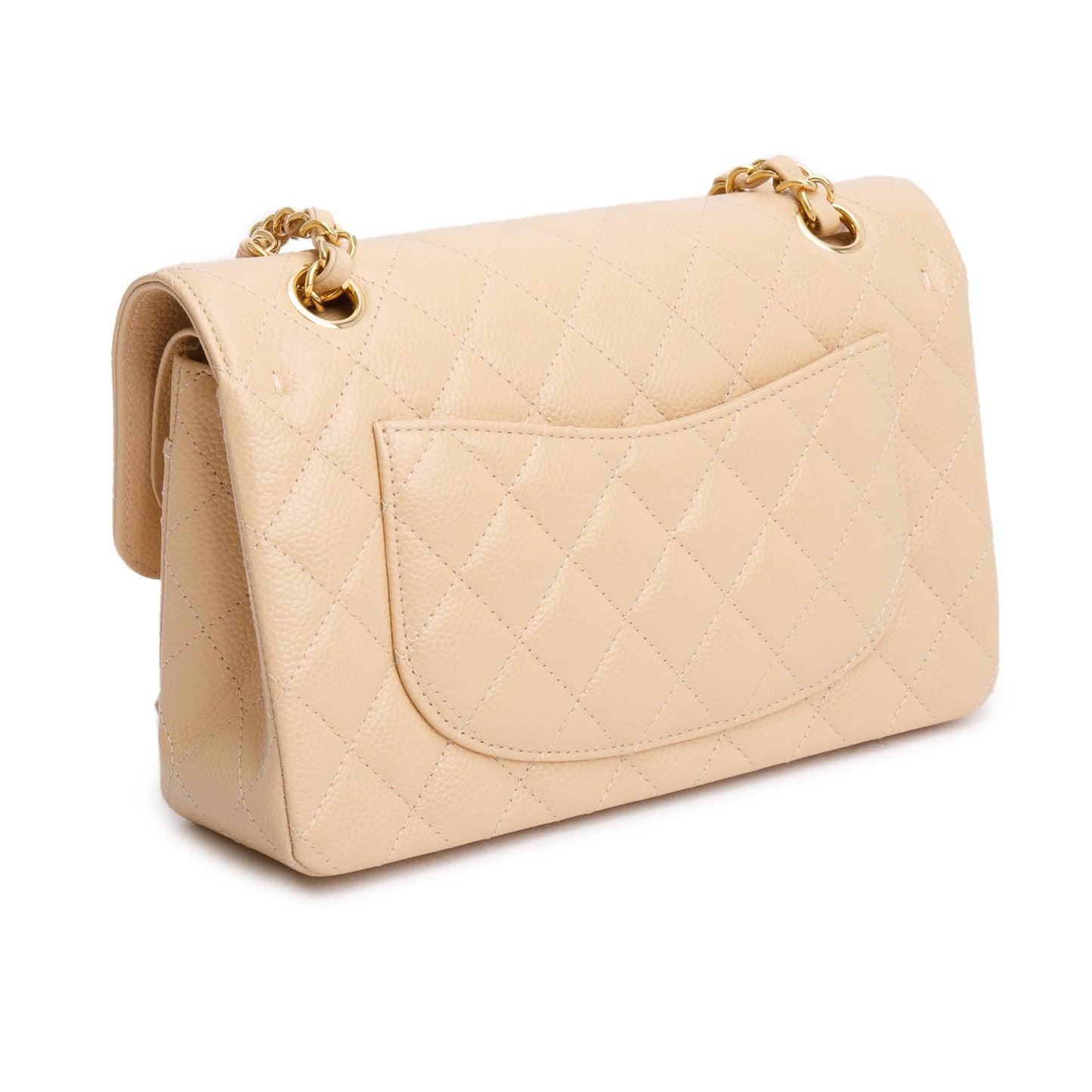 Chanel 2025 Beige Caviar Quilted Small Double Flap Bag