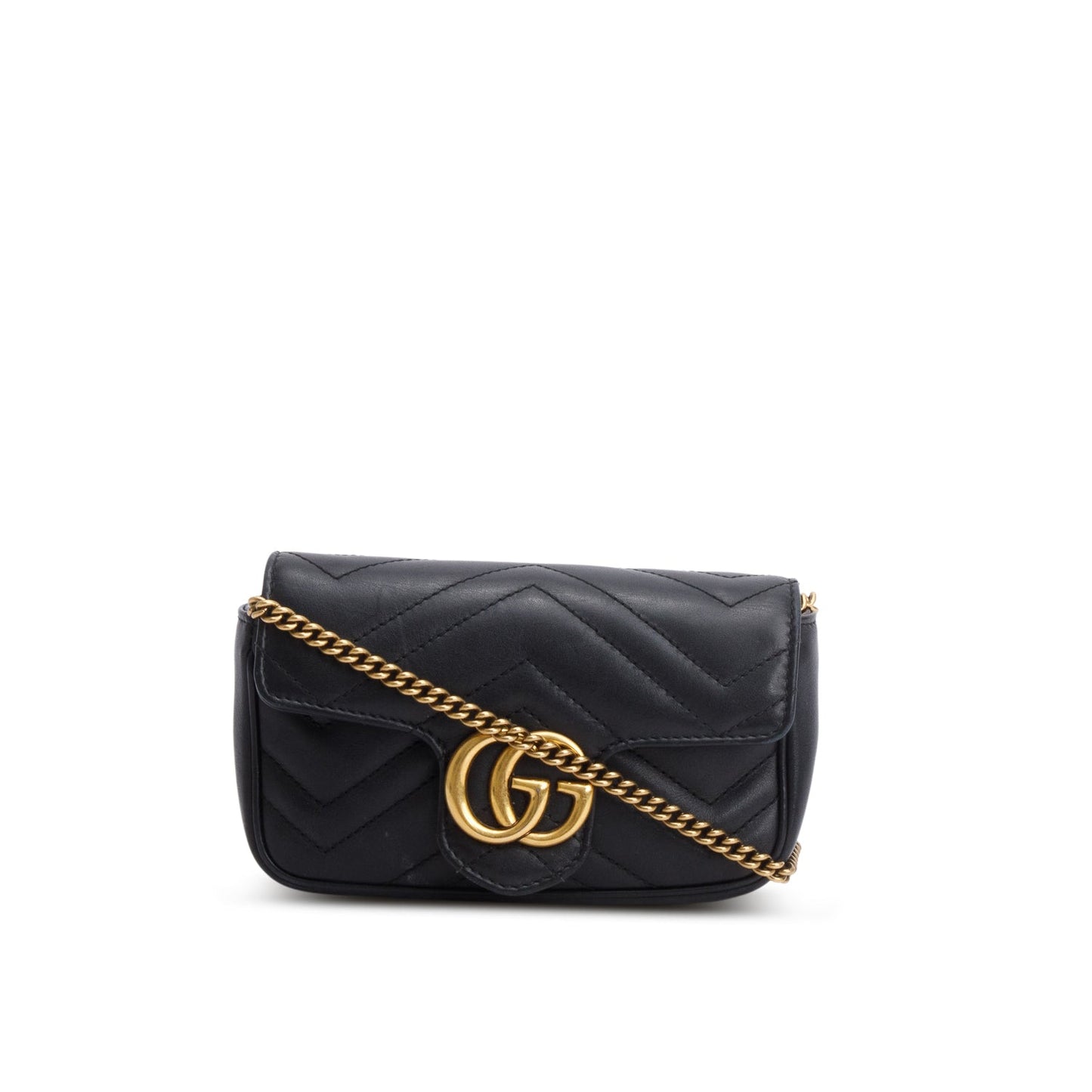 Gucci Black GG Marmont Matelasse Leather Super Mini Bag