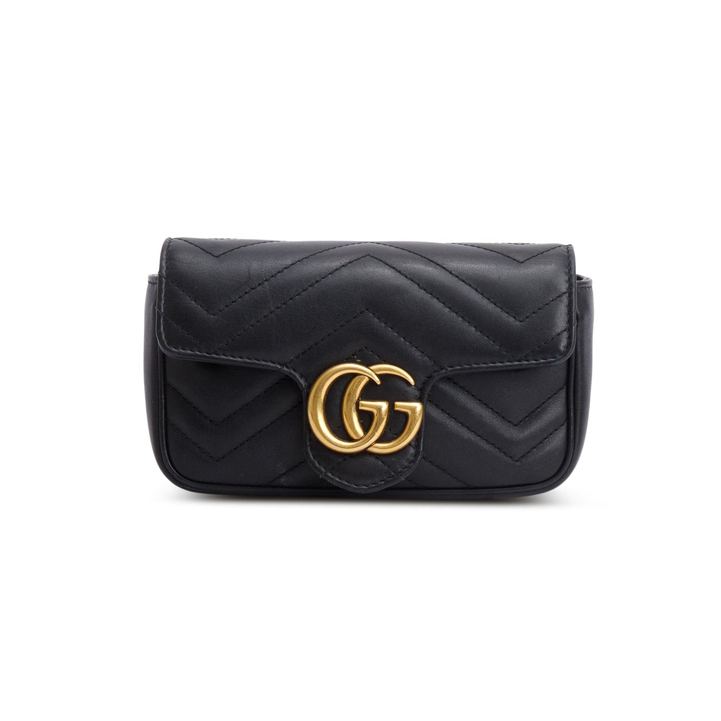 Gucci Black GG Marmont Matelasse Leather Super Mini Bag