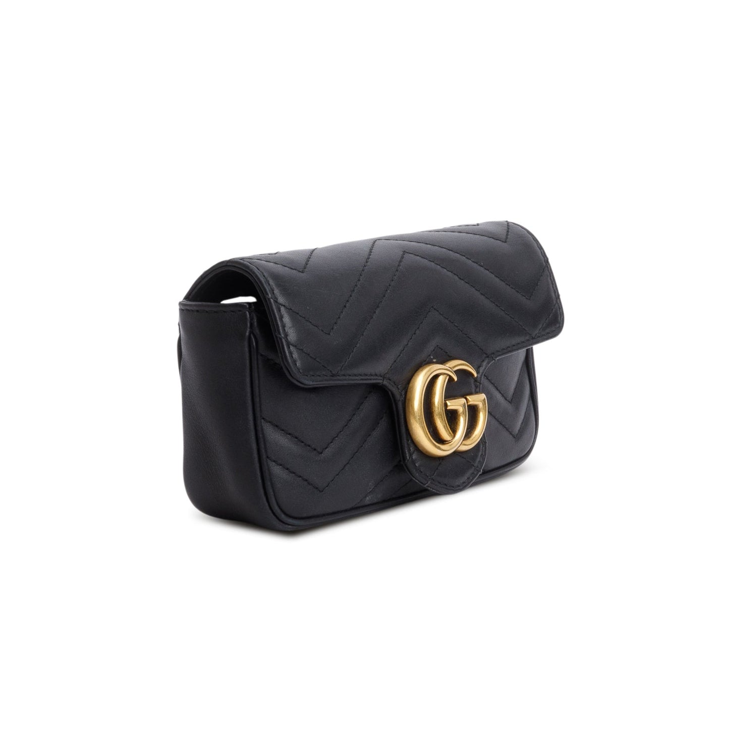 Gucci Black GG Marmont Matelasse Leather Super Mini Bag
