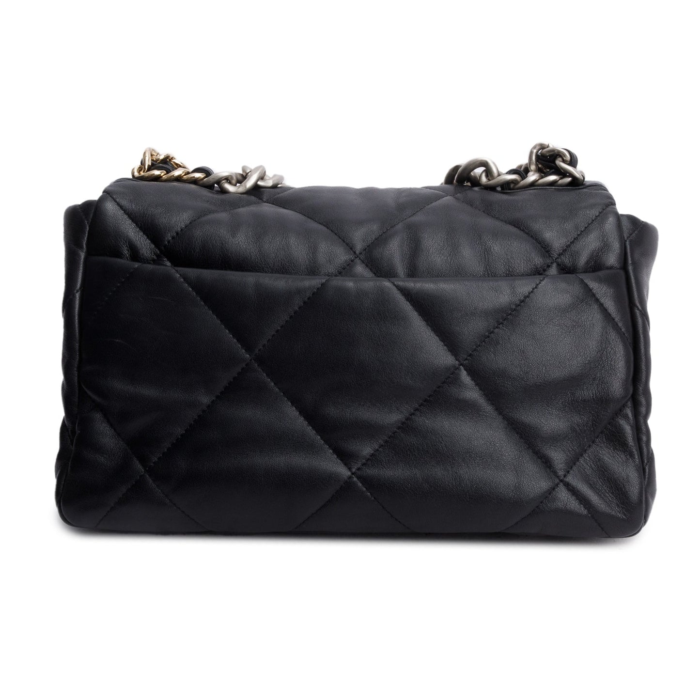 Chanel 2022 Black Lambskin Quilted Large 19 Flap Bag
